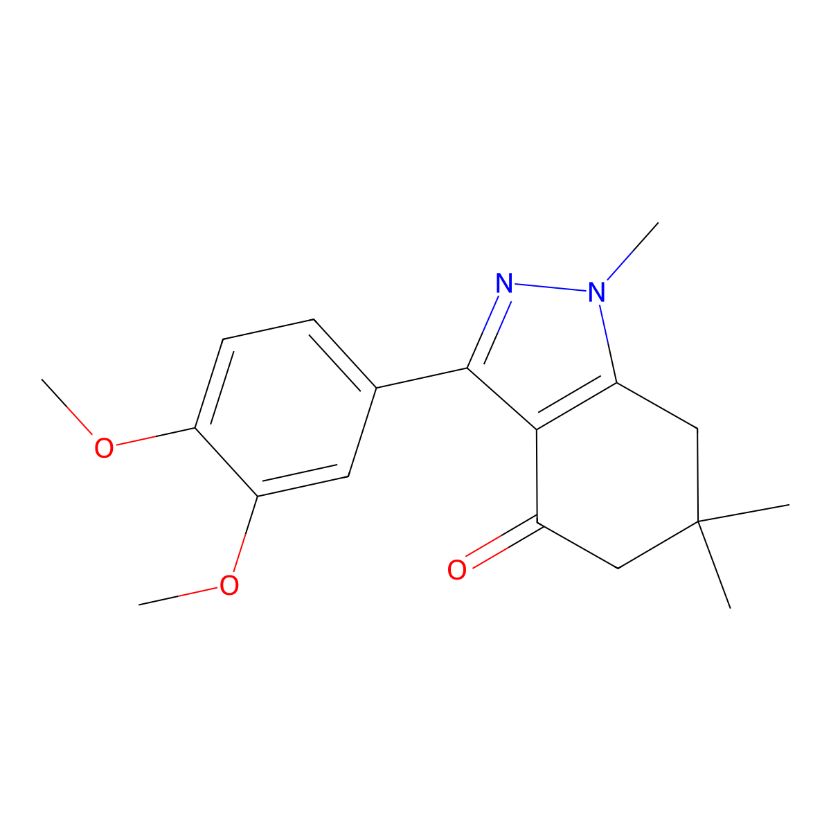 3-(3,4-Dimethoxyphenyl)-1,6,6-trimethyl-5,7-dihydroindazol-4-one molecular structure, CAS 41555-67-3