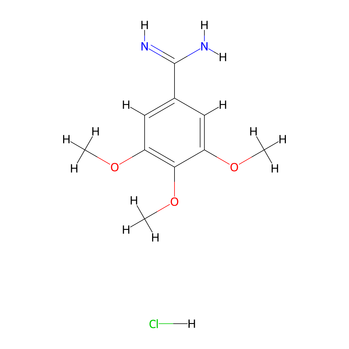 3,4,5-Trimethoxybenzene-1-carboximidamide--hydrogen chloride (1/1) molecular structure, CAS 4156-59-6