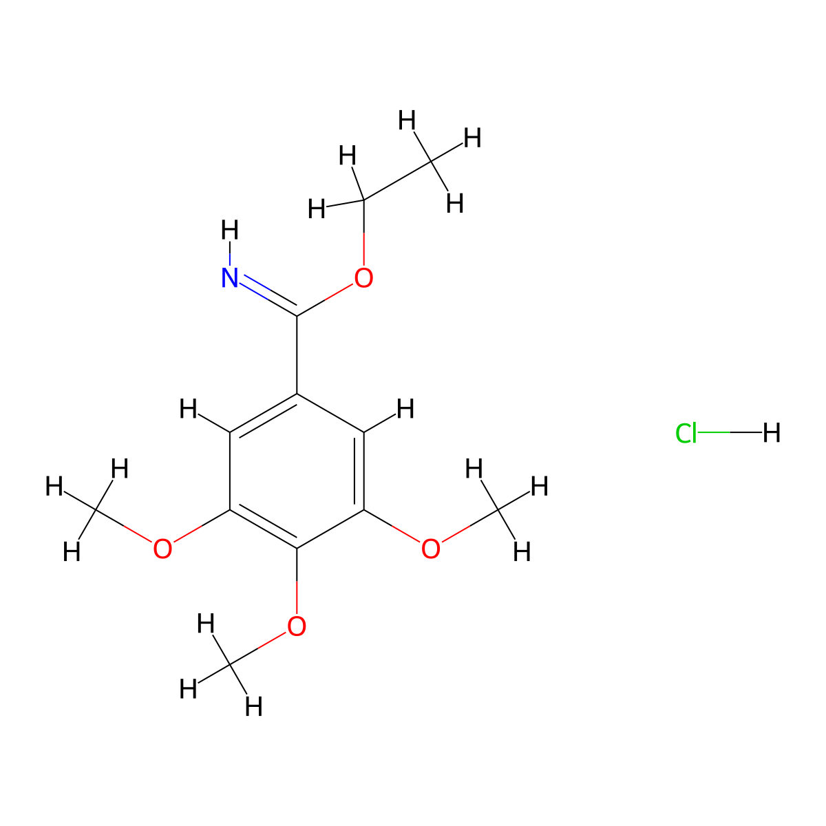 Ethyl 3,4,5-trimethoxybenzene-1-carboximidate hydrochloride molecular structure, CAS 4156-61-0