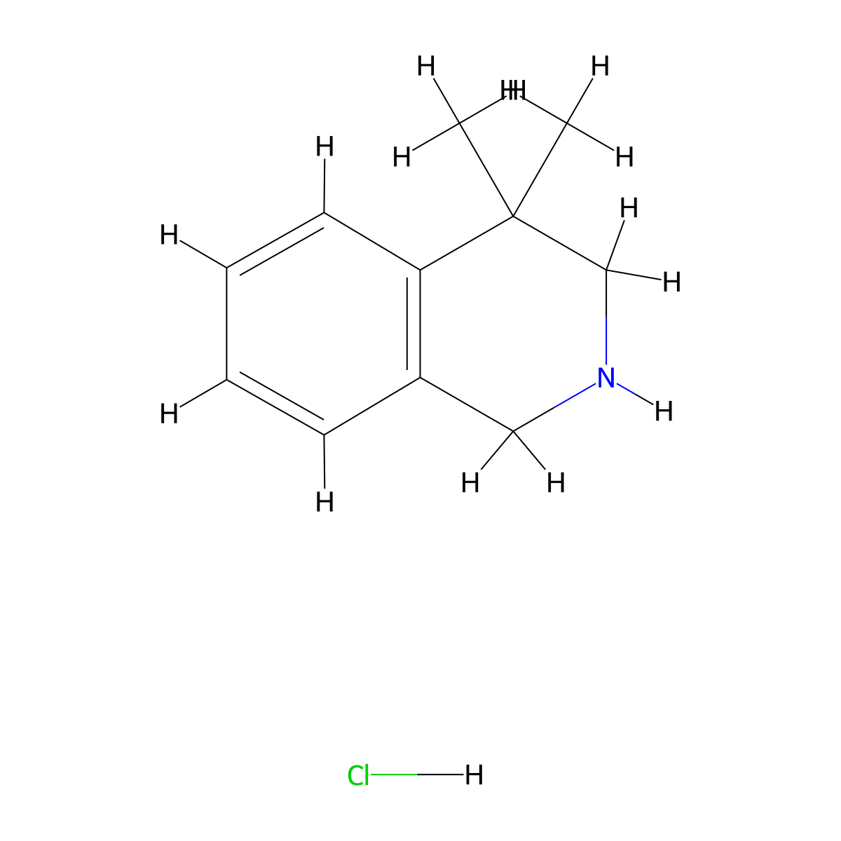 4,4-Dimethyl-1,2,3,4-tetrahydroisoquinoline hydrochloride molecular structure, CAS 41565-86-0