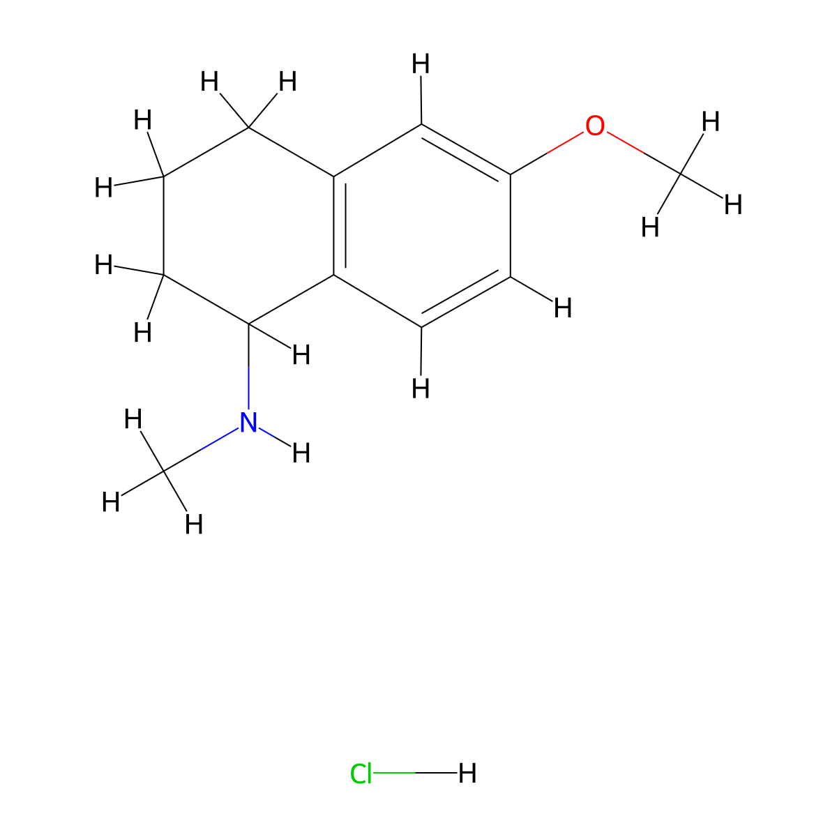 6-methoxy-N-methyl-1,2,3,4-tetrahydronaphthalen-1-amine hydrochloride molecular structure, CAS 41566-67-0