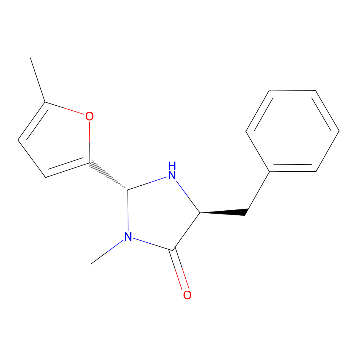 (2R,5S)-5-Benzyl-3-methyl-2-(5-methylfuran-2-yl)imidazolidin-4-one molecular structure, CAS 415678-56-7