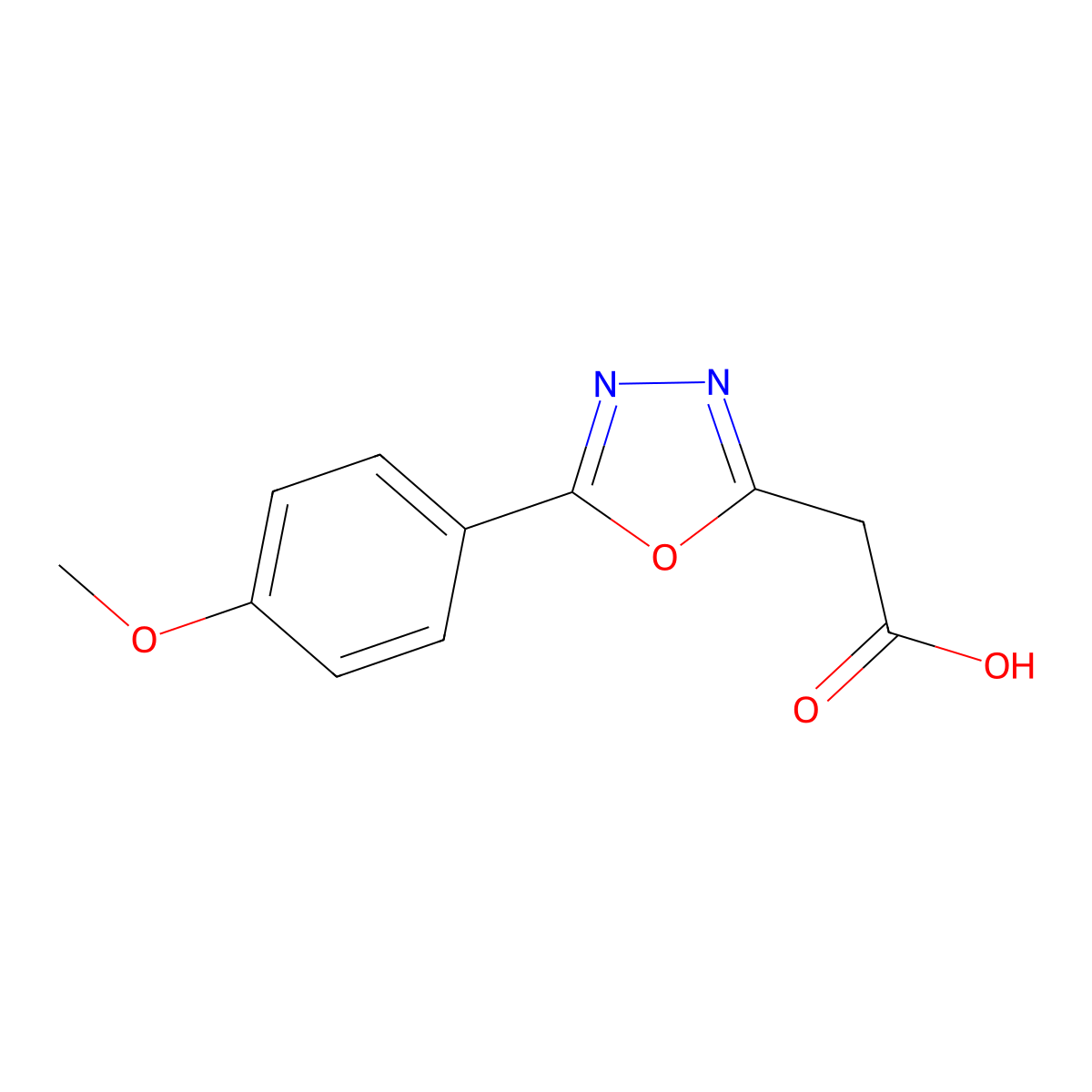 2-(5-(4-Methoxyphenyl)-1,3,4-oxadiazol-2-yl)acetic acid molecular structure, CAS 415679-24-2