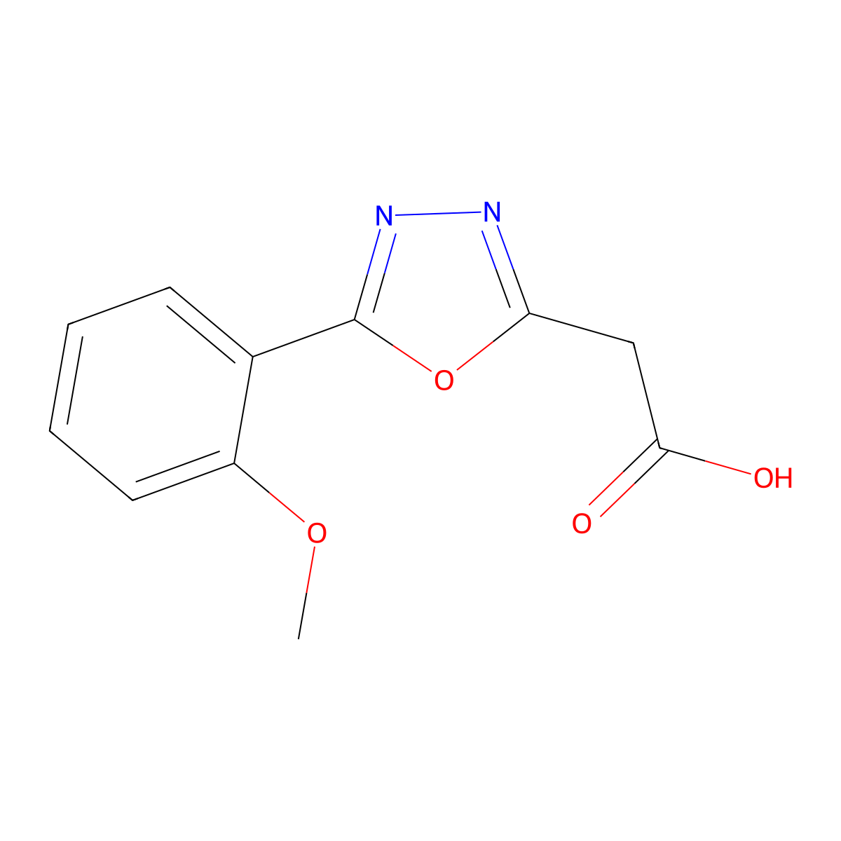 2-(5-(2-Methoxyphenyl)-1,3,4-oxadiazol-2-yl)acetic acid molecular structure, CAS 415679-26-4