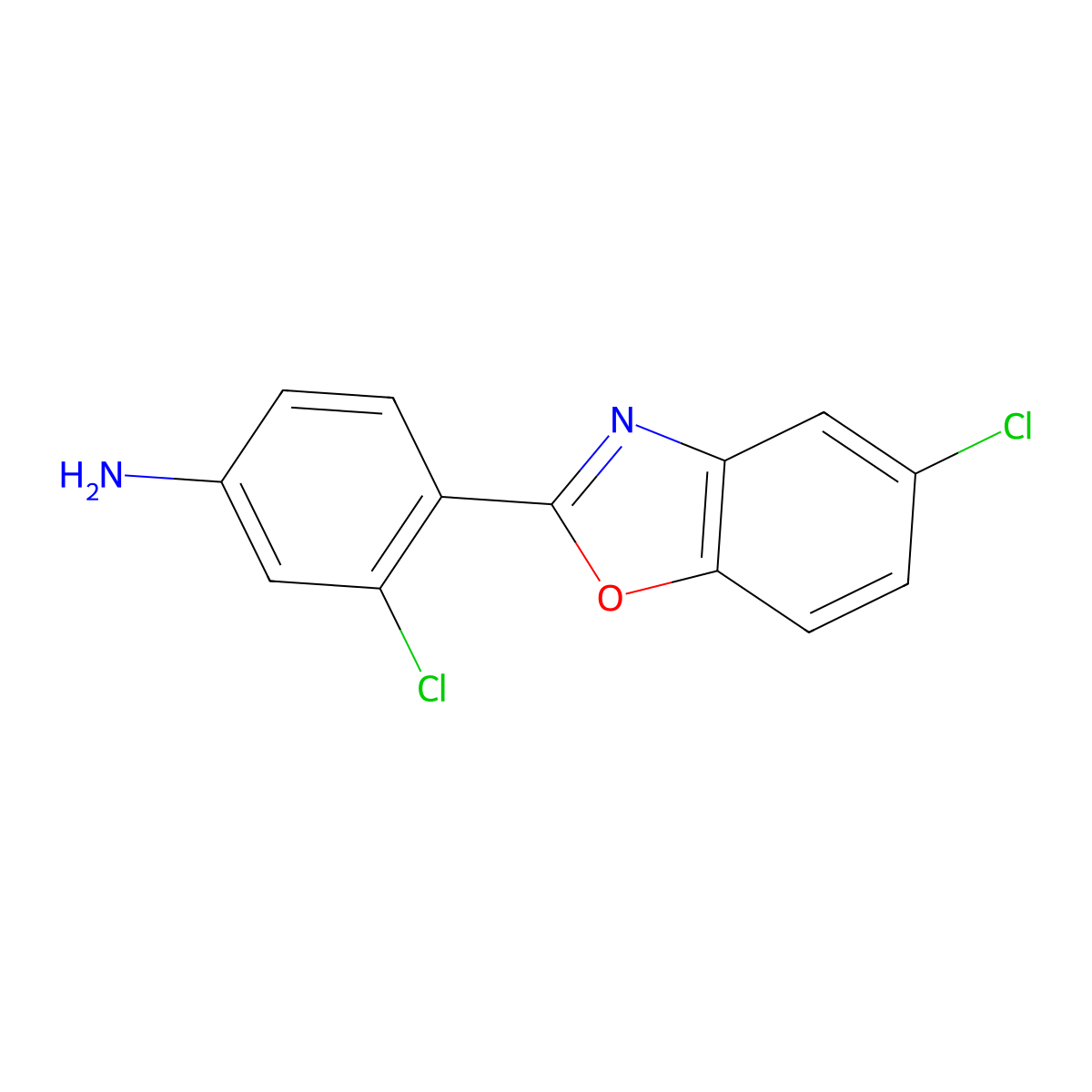 3-Chloro-4-(5-chloro-1,3-benzoxazol-2-yl)aniline molecular structure, CAS 415686-41-8
