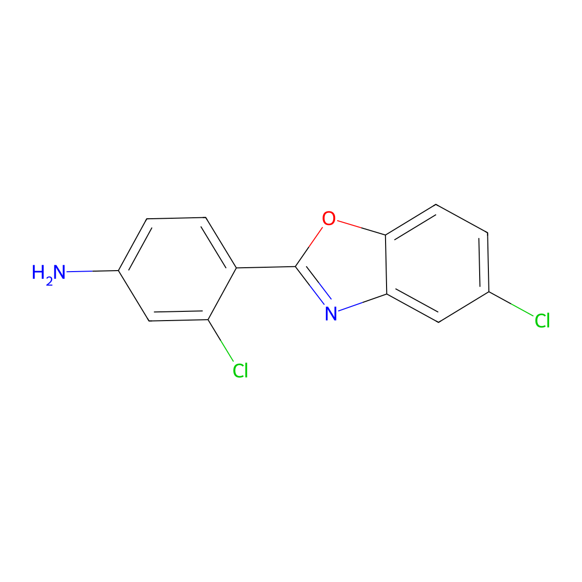 3-Chloro-4-(5-chloro-1,3-benzoxazol-2-yl)aniline molecular structure, CAS 415686-41-8