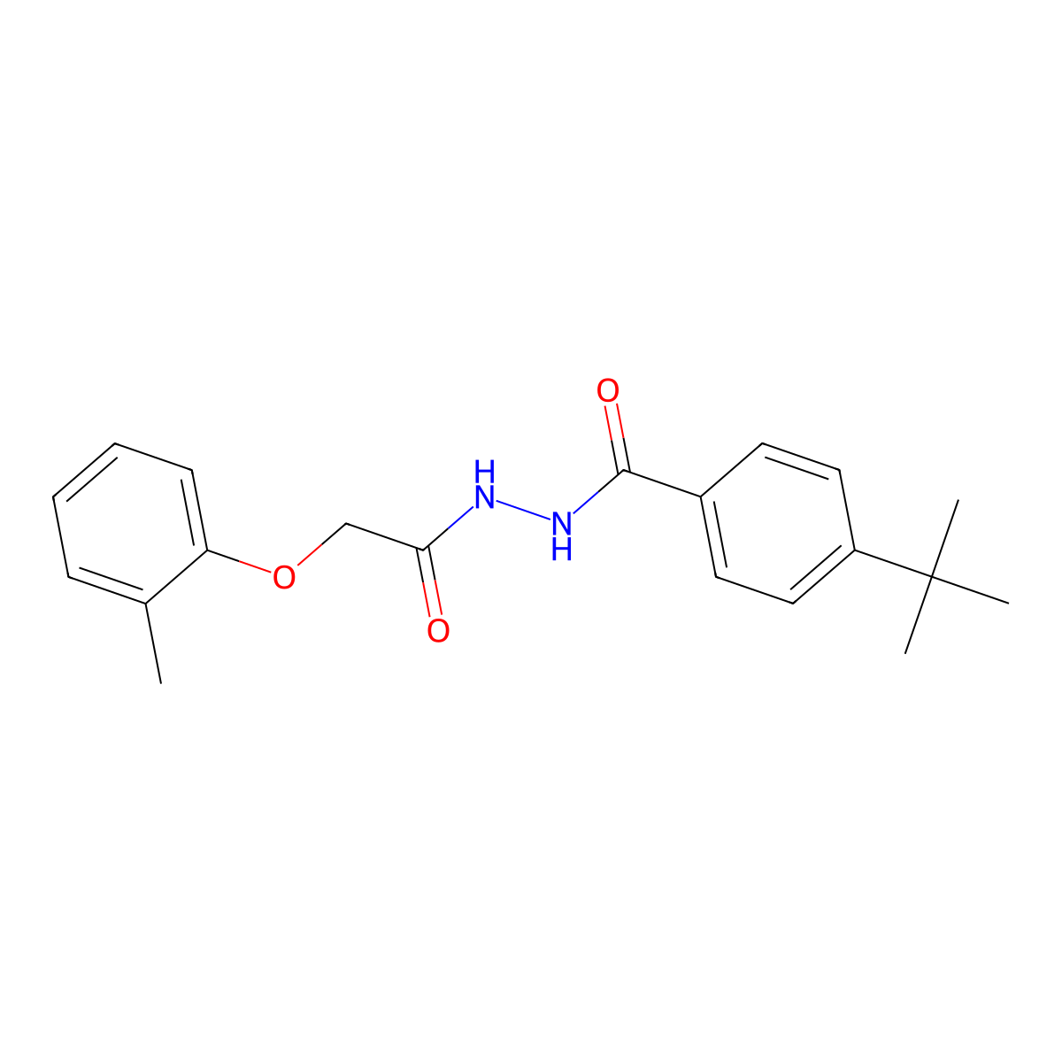 N'-(4-tert-butylbenzoyl)-2-(2-methylphenoxy)acetohydrazide molecular structure, CAS 415691-35-9