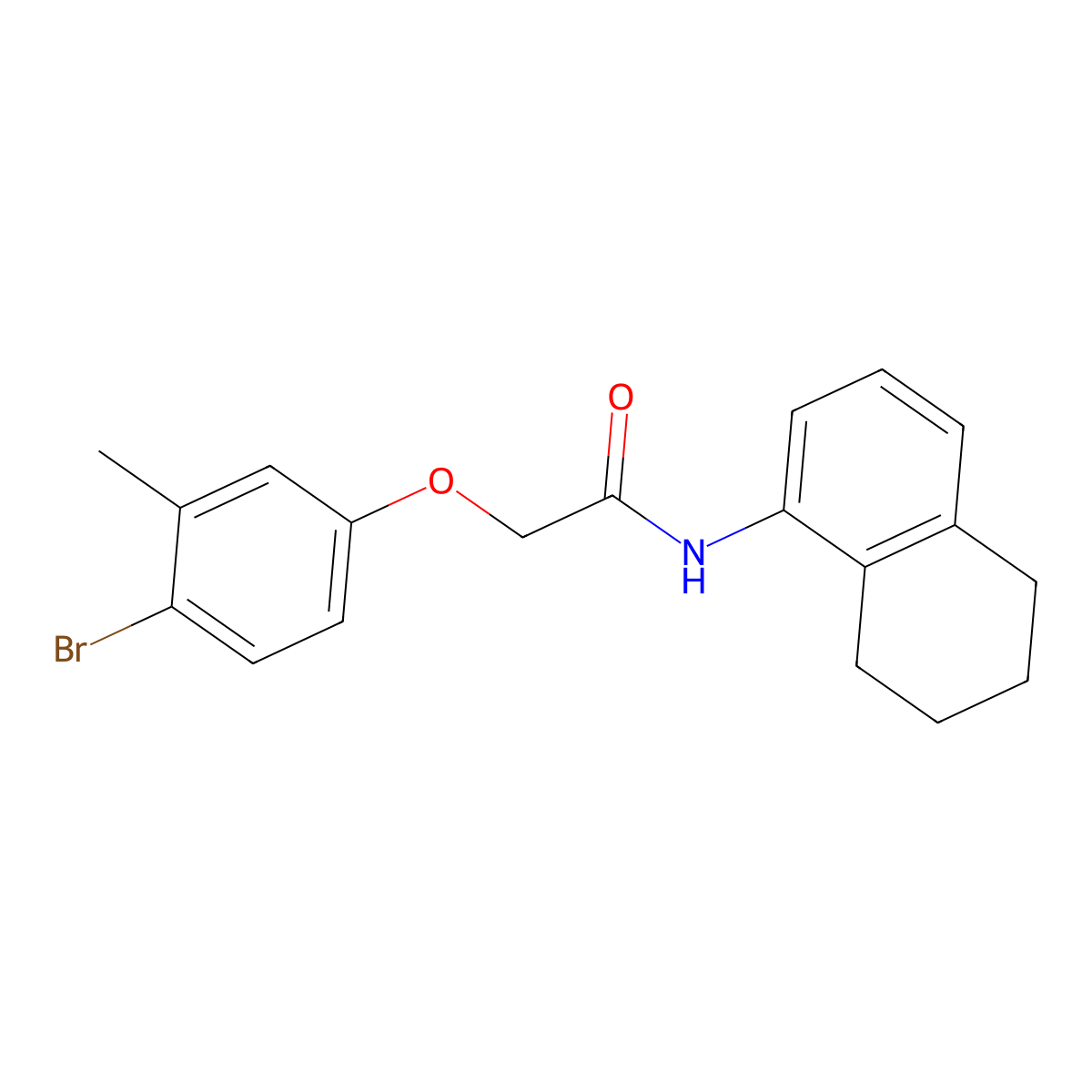 2-(4-bromo-3-methylphenoxy)-N-(5,6,7,8-tetrahydronaphthalen-1-yl)acetamide molecular structure, CAS 415691-83-7