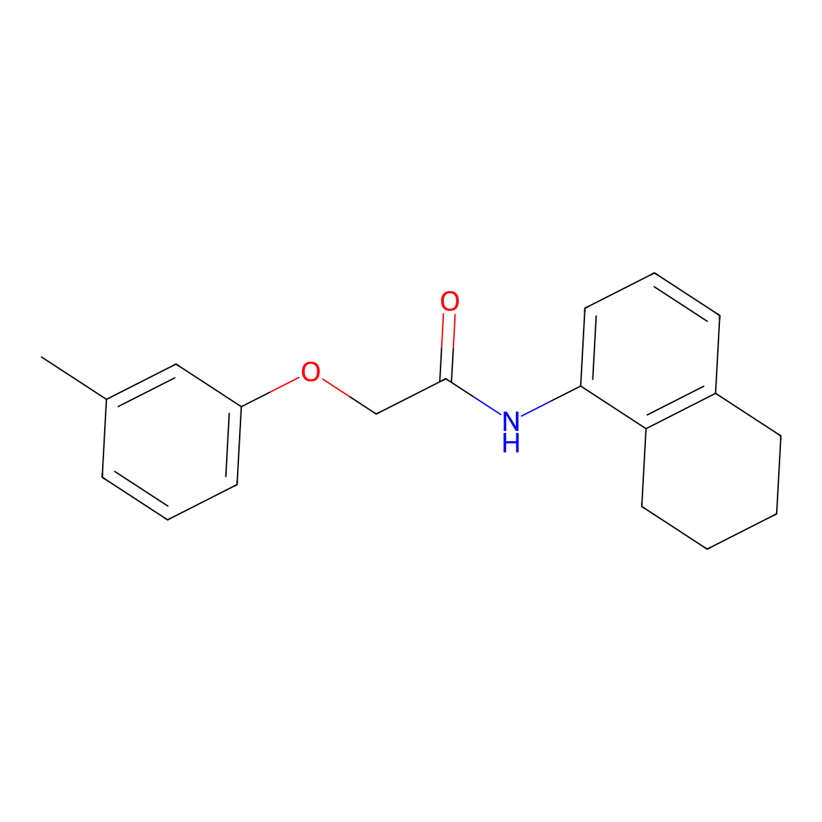 2-(3-methylphenoxy)-N-(5,6,7,8-tetrahydronaphthalen-1-yl)acetamide molecular structure, CAS 415692-32-9