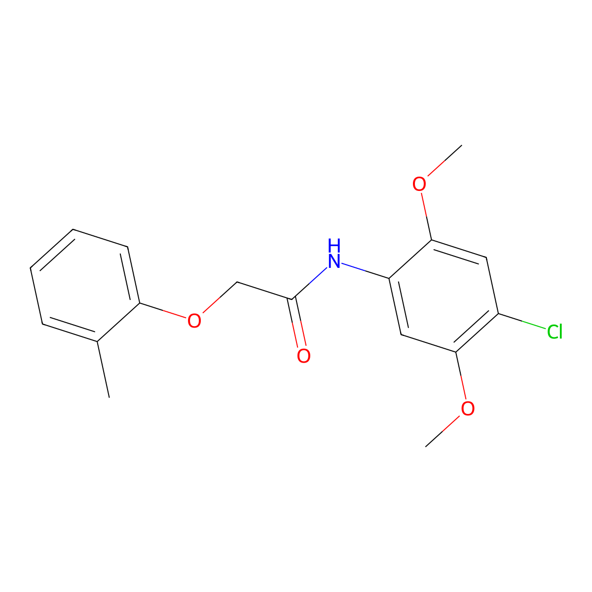 N-(4-chloro-2,5-dimethoxyphenyl)-2-(2-methylphenoxy)acetamide molecular structure, CAS 415692-37-4