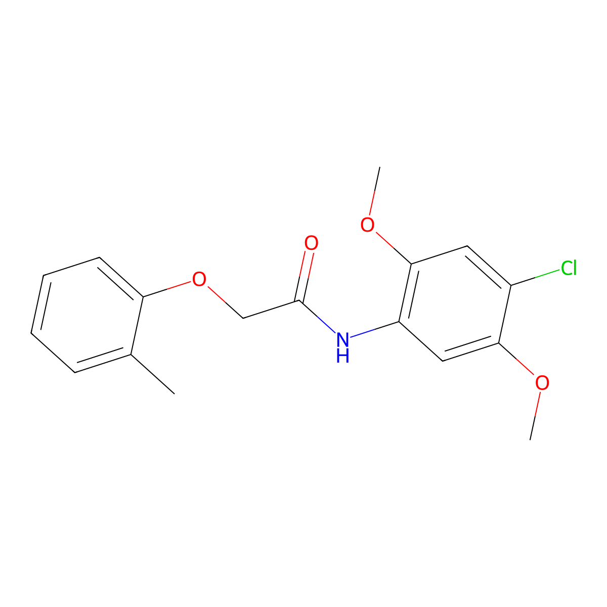 N-(4-chloro-2,5-dimethoxyphenyl)-2-(2-methylphenoxy)acetamide molecular structure, CAS 415692-37-4