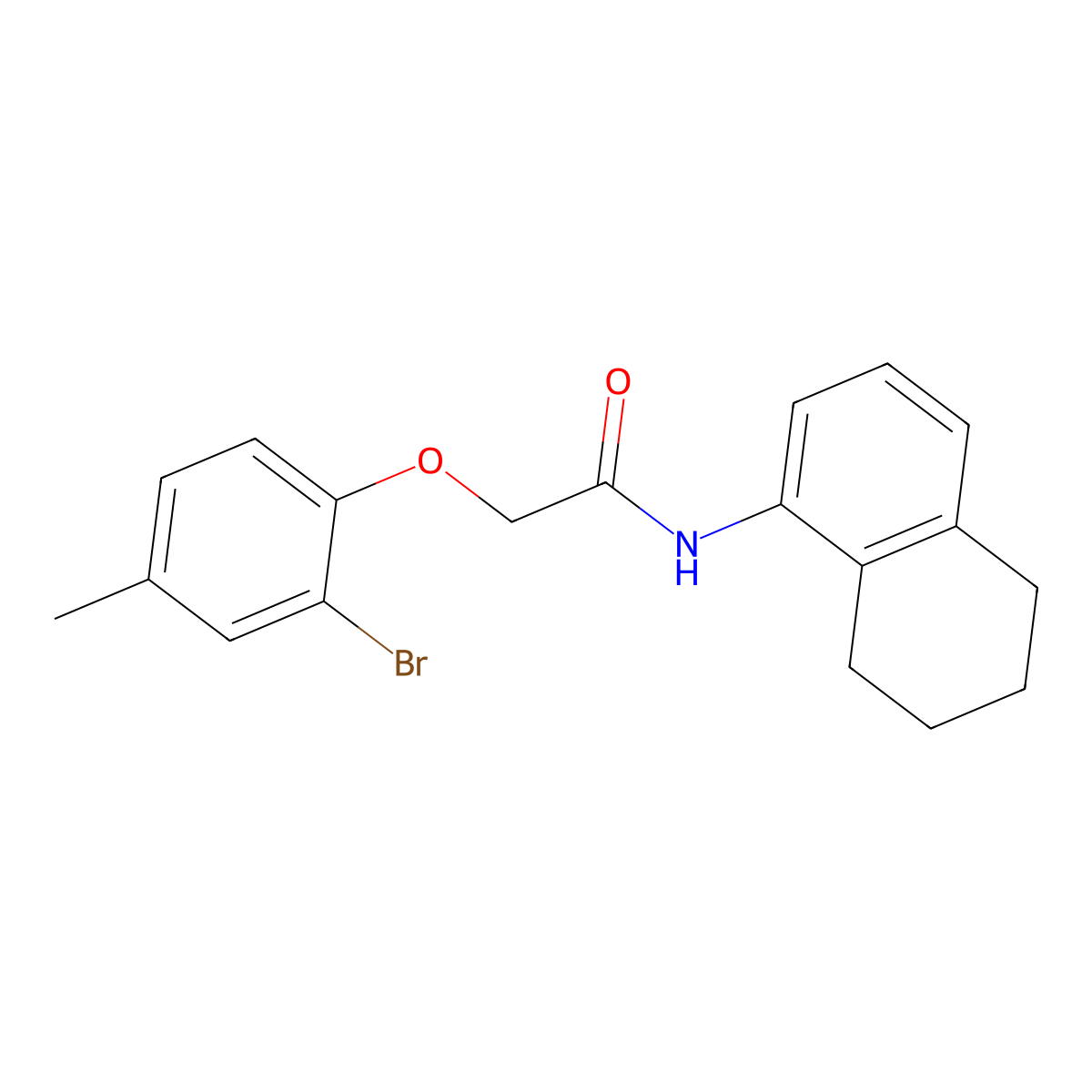 2-(2-bromo-4-methylphenoxy)-N-(5,6,7,8-tetrahydronaphthalen-1-yl)acetamide molecular structure, CAS 415693-53-7