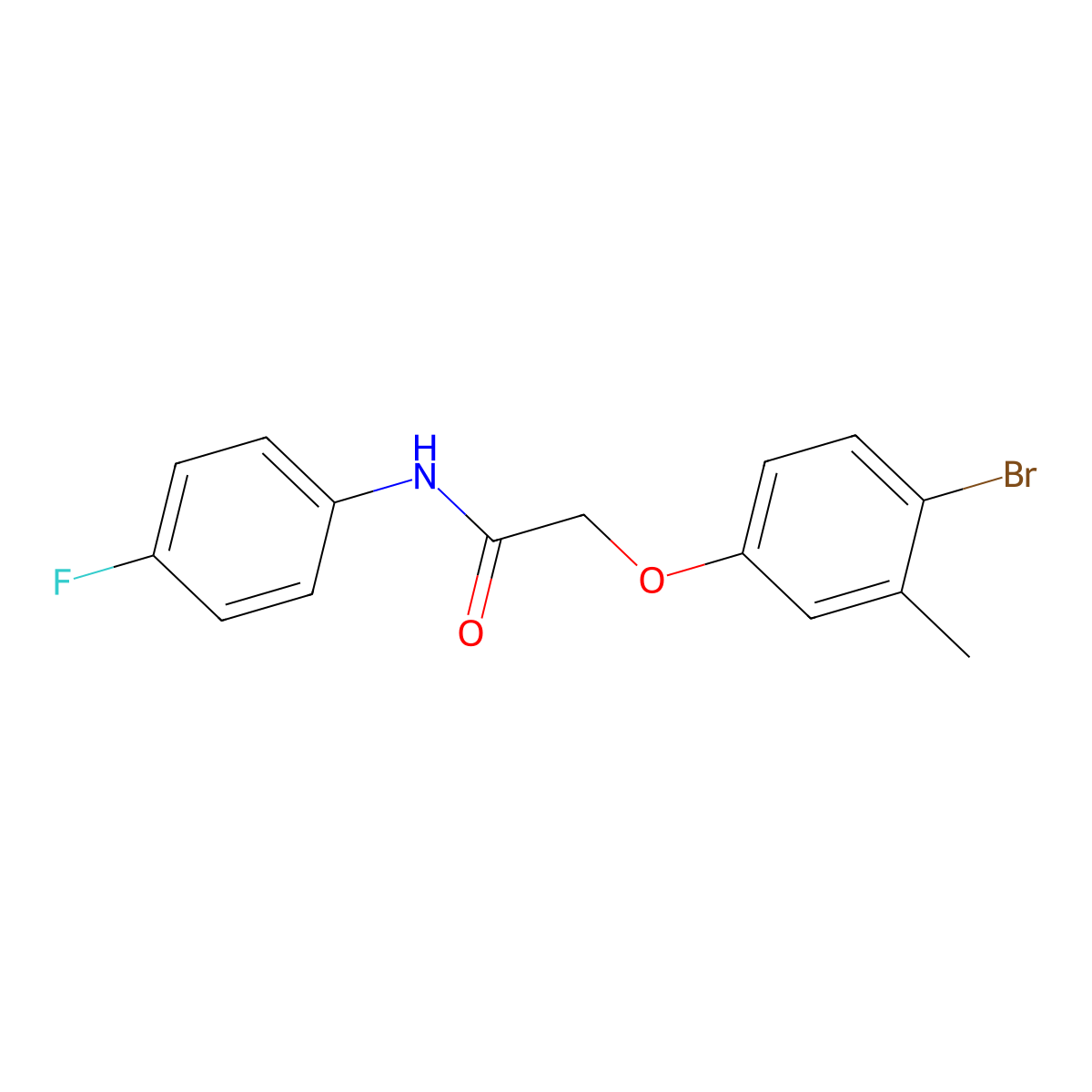 2-(4-bromo-3-methylphenoxy)-N-(4-fluorophenyl)acetamide molecular structure, CAS 415693-85-5