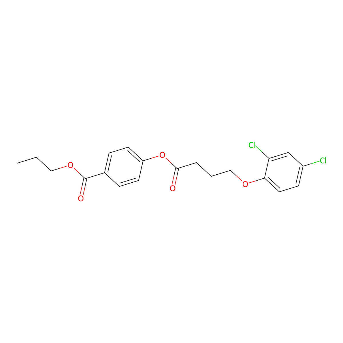 Propyl 4-{[4-(2,4-dichlorophenoxy)butanoyl]oxy}benzoate molecular structure, CAS 415694-15-4