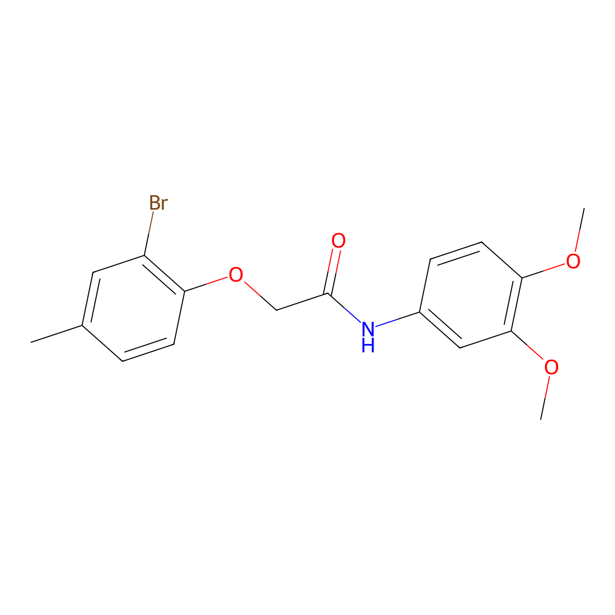 2-(2-bromo-4-methylphenoxy)-N-(3,4-dimethoxyphenyl)acetamide molecular structure, CAS 415694-25-6