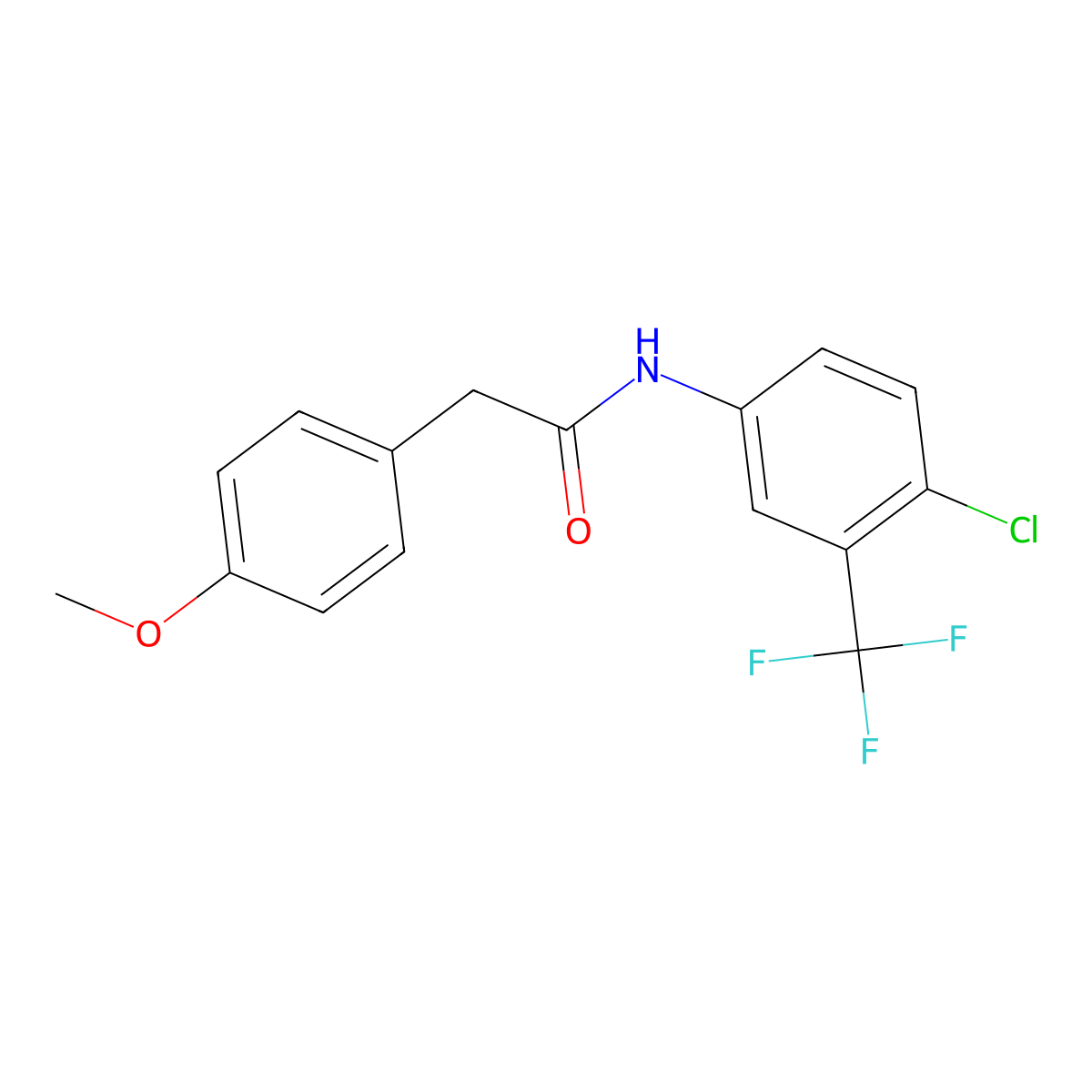 N-[4-chloro-3-(trifluoromethyl)phenyl]-2-(4-methoxyphenyl)acetamide molecular structure, CAS 415695-21-5
