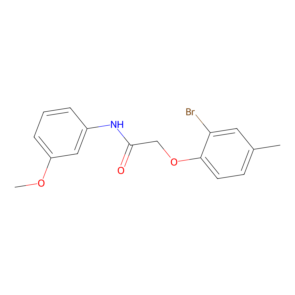 2-(2-bromo-4-methylphenoxy)-N-(3-methoxyphenyl)acetamide molecular structure, CAS 415695-46-4