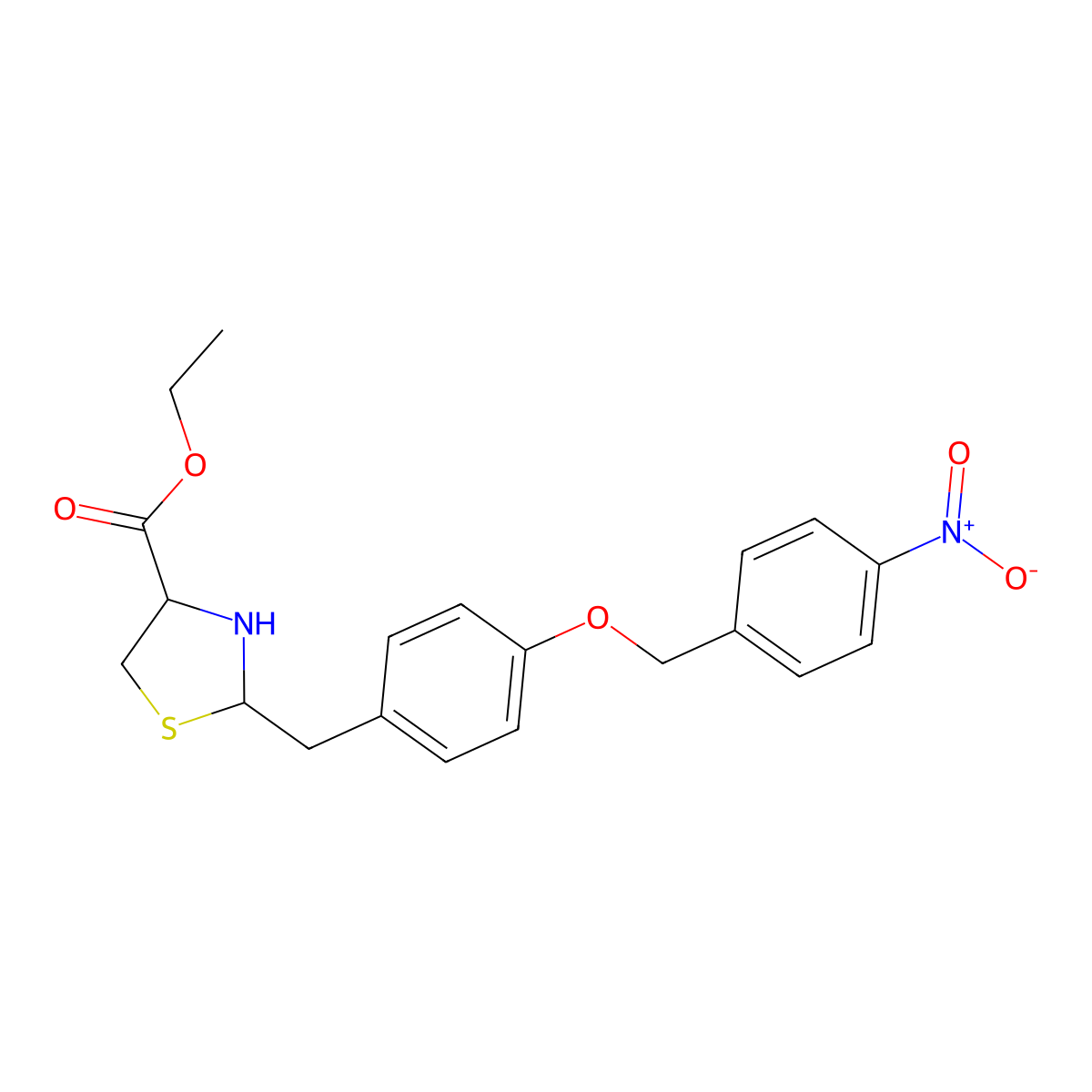 2-[[4-[(4-Nitrophenyl)methoxy]phenyl]methyl]-4-thiazolidinecarboxylic acid ethyl ester molecular structure, CAS 415697-08-4