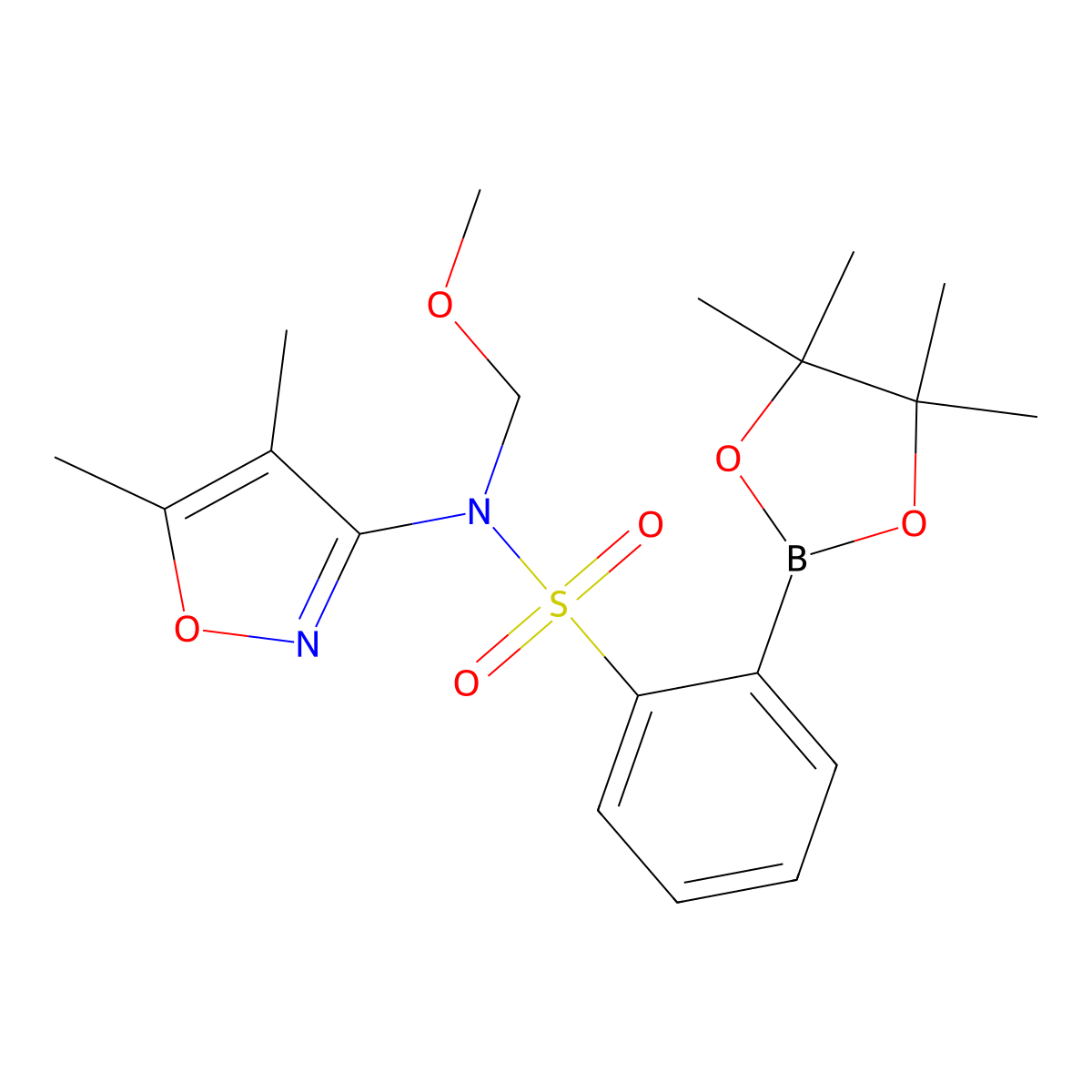 2(N-(4,5-dimethyl-isoxazol-3-yl)-N-methoxymethyl-benzenesulfonamide)-boronic acid pinakol ester molecular structure, CAS 415697-56-2