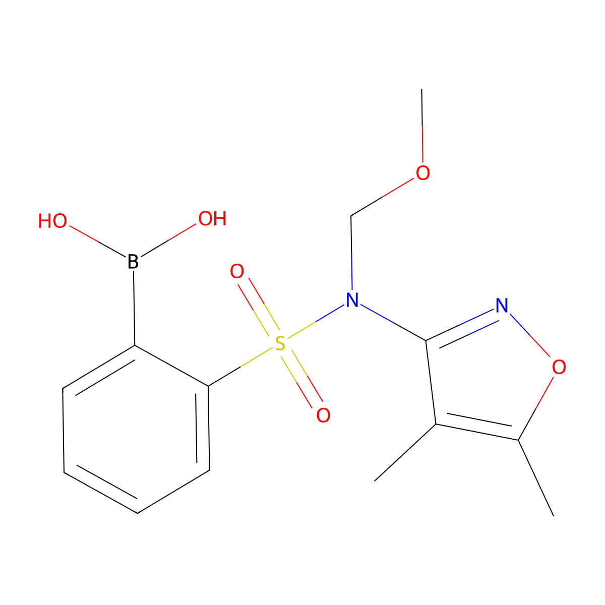 2-[[N-(4,5-dimethyl-3-isoxazolyl)-N-(methoxymethyl)amino]sulfonyl]-phenylboronic acid molecular structure, CAS 415697-58-4