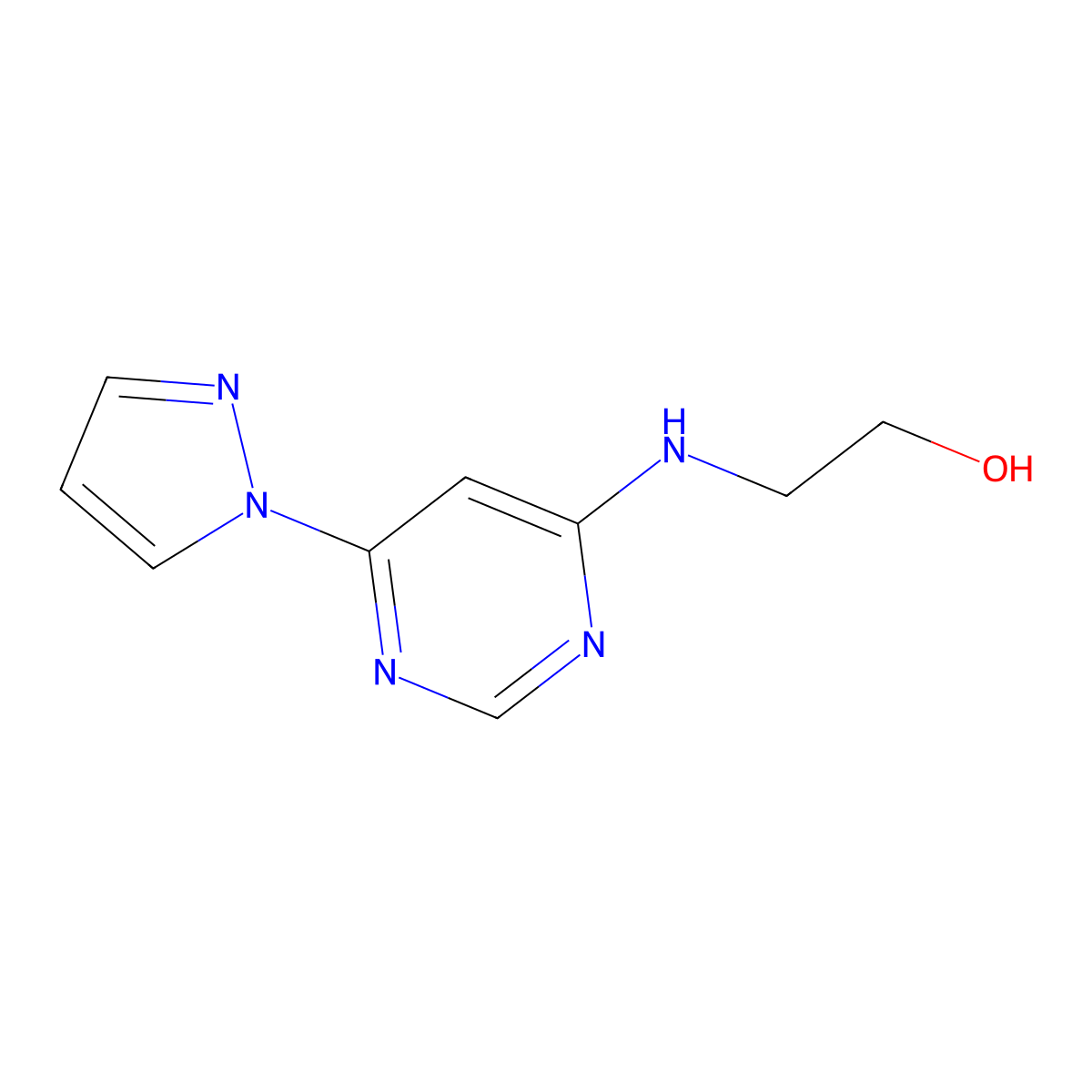 2-[(6-Pyrazol-1-ylpyrimidin-4-yl)amino]ethanol molecular structure, CAS 415699-68-2