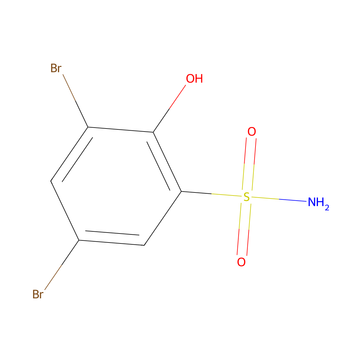 3,5-Dibromo-2-hydroxybenzene-1-sulfonamide molecular structure, CAS 41570-82-5