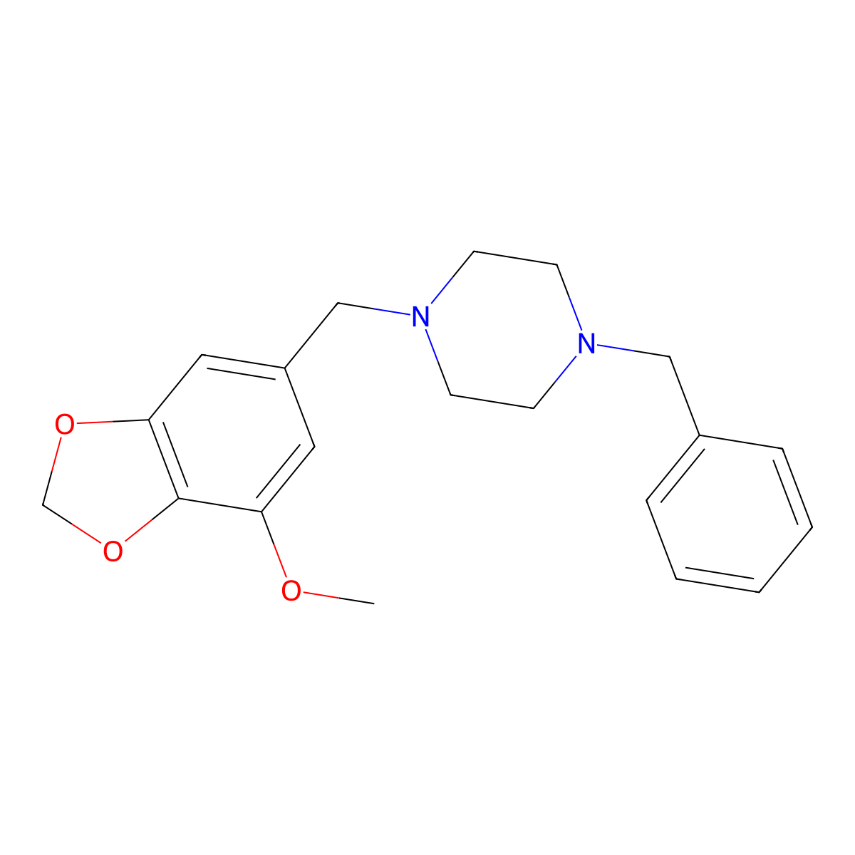 1-Benzyl-4-[(7-methoxy-1,3-benzodioxol-5-yl)methyl]piperazine molecular structure, CAS 415703-19-4