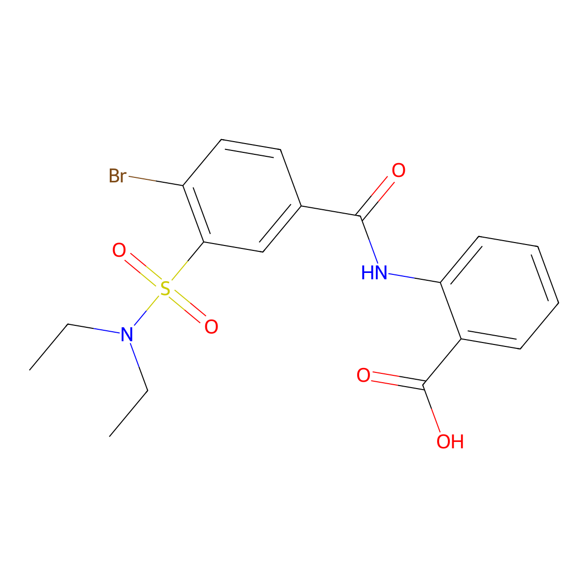 2-(((4-Bromo-3-(diethylsulfamoyl)phenyl)carbonyl)amino)benzoic acid molecular structure, CAS 415703-23-0