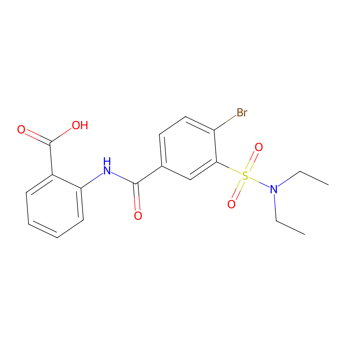 2-(((4-Bromo-3-(diethylsulfamoyl)phenyl)carbonyl)amino)benzoic acid molecular structure, CAS 415703-23-0