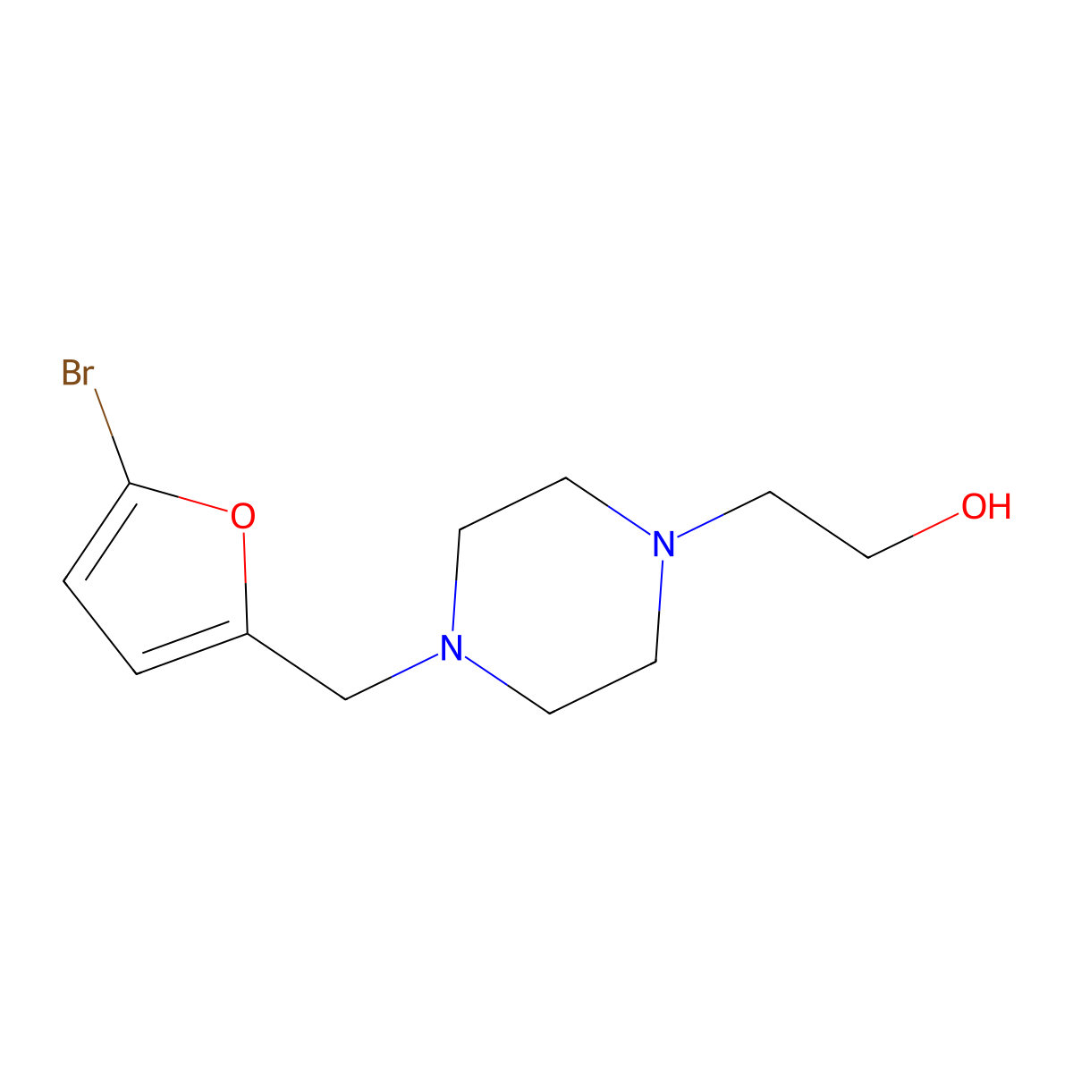 2-[4-[(5-Bromofuran-2-yl)methyl]piperazin-1-yl]ethanol molecular structure, CAS 415703-36-5
