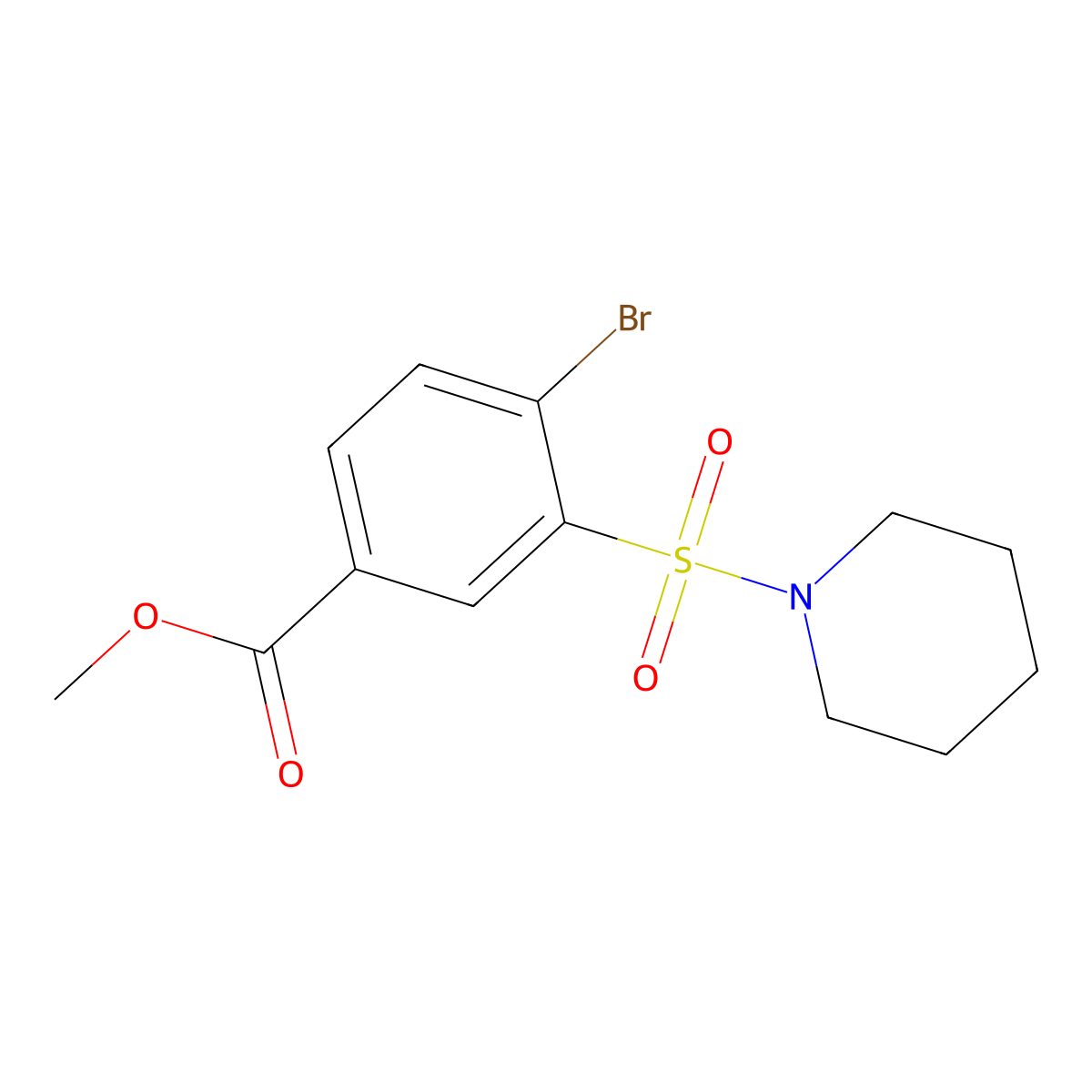 Methyl 4-bromo-3-piperidin-1-ylsulfonylbenzoate molecular structure, CAS 415703-45-6