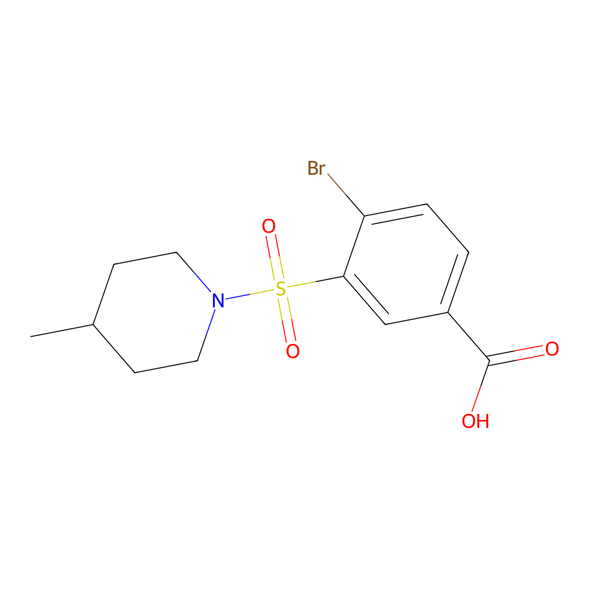 4-Bromo-3-[(4-methylpiperidin-1-yl)sulfonyl]benzoic acid molecular structure, CAS 415712-07-1