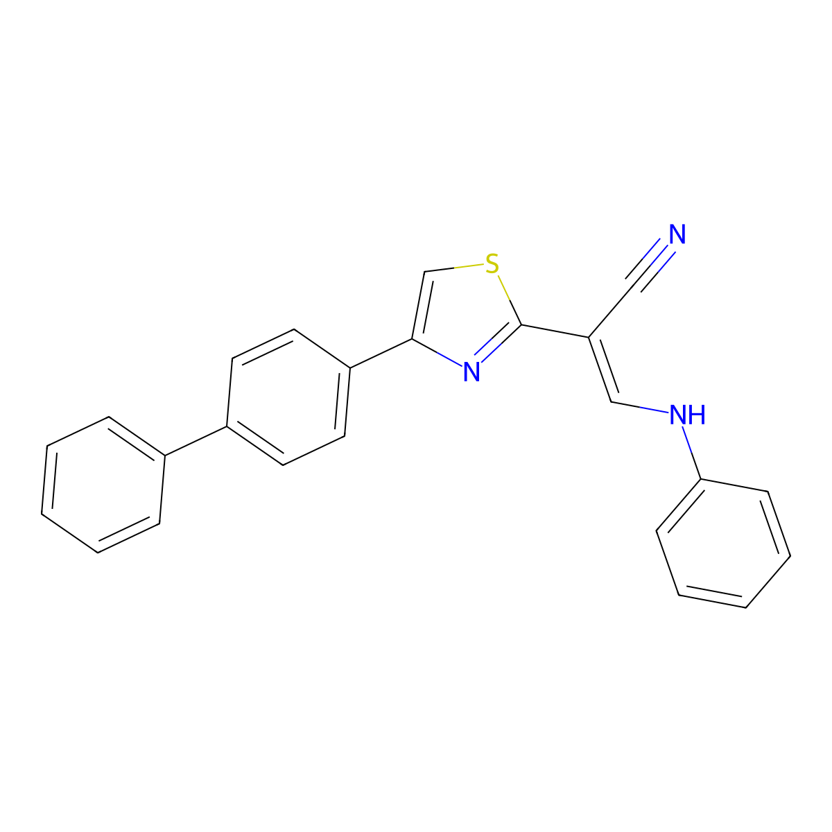 4-[1,1a(2)-Biphenyl]-4-yl-I+/--[(phenylamino)methylene]-2-thiazoleacetonitrile molecular structure, CAS 415712-71-9