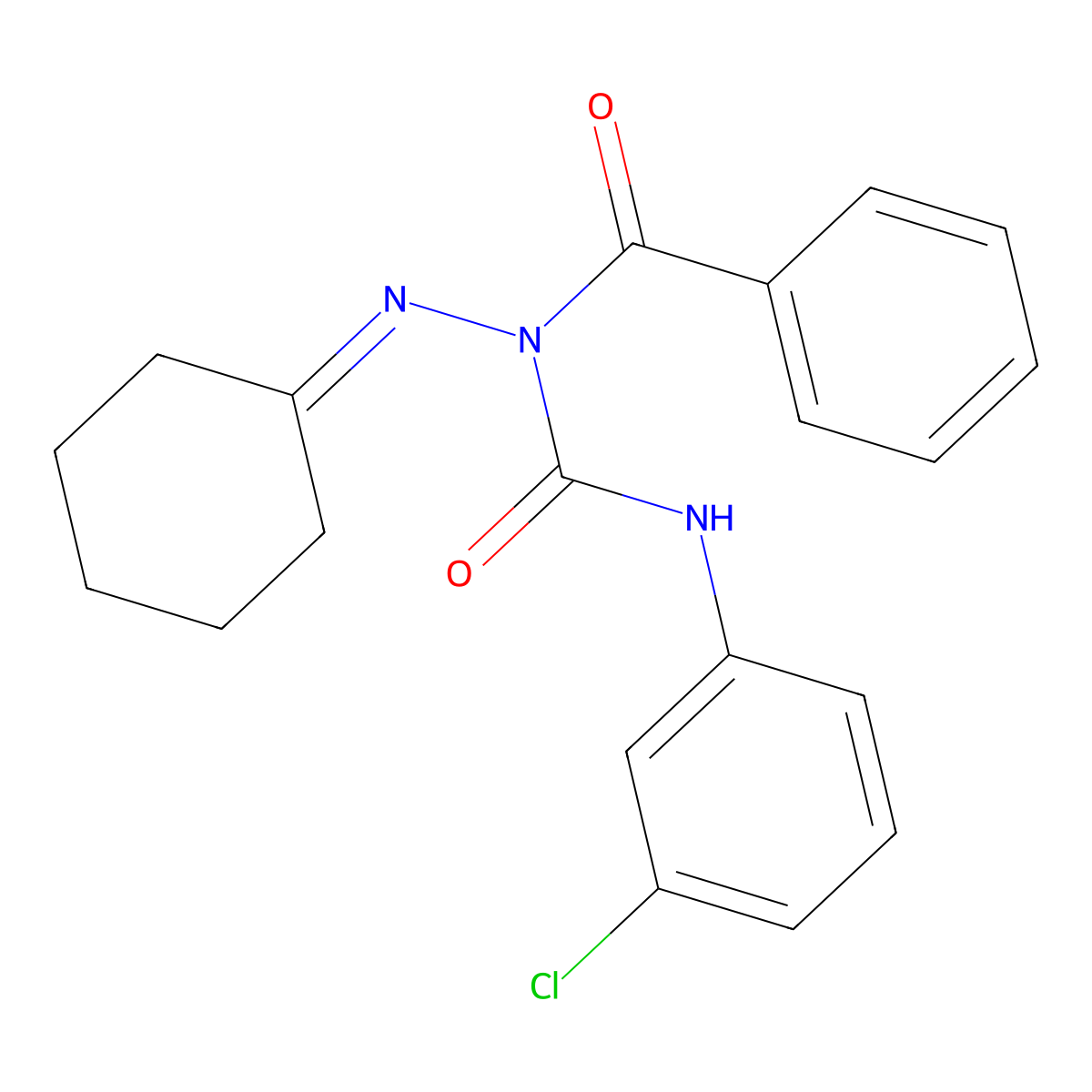 N-[(3-chlorophenyl)carbamoyl]-N-(cyclohexylideneamino)benzamide molecular structure, CAS 415712-98-0