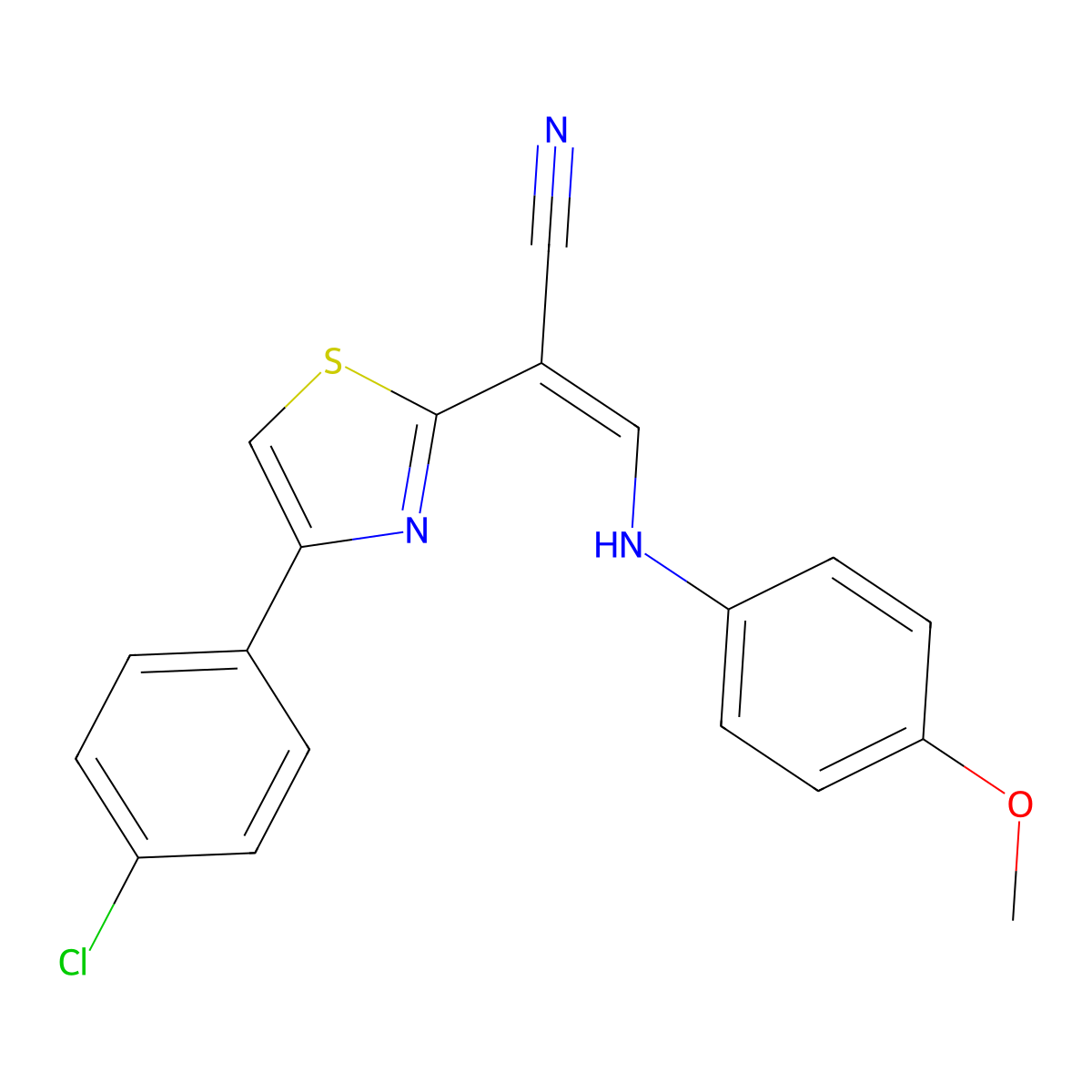 2-[4-(4-Chlorophenyl)-1,3-thiazol-2-yl]-3-(4-methoxyanilino)prop-2-enenitrile molecular structure, CAS 415713-61-0