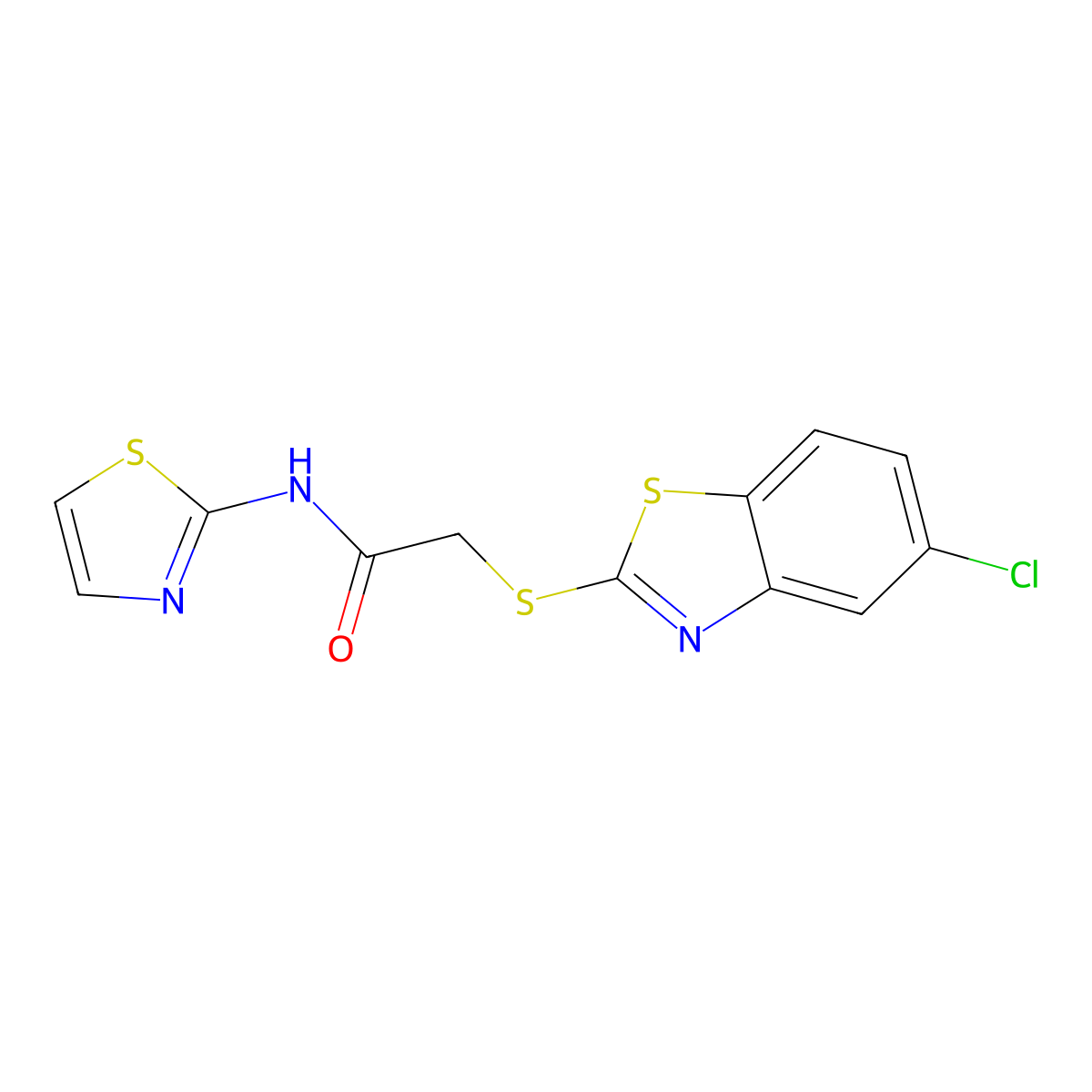 2-[(5-Chloro-1,3-benzothiazol-2-yl)sulfanyl]-N-(1,3-thiazol-2-yl)acetamide molecular structure, CAS 415713-99-4
