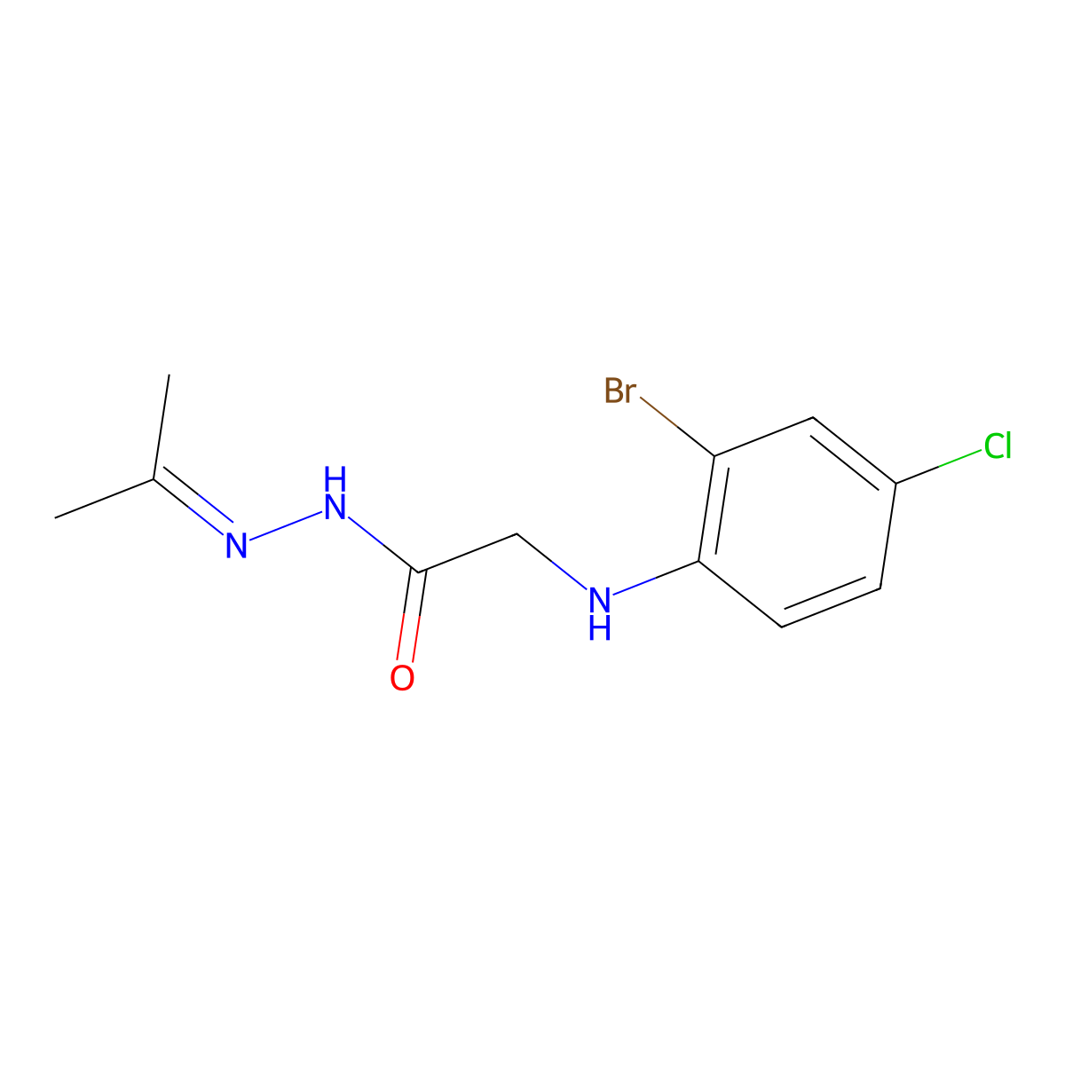 2-(2-bromo-4-chloroanilino)-N-(propan-2-ylideneamino)acetamide molecular structure, CAS 415714-04-4