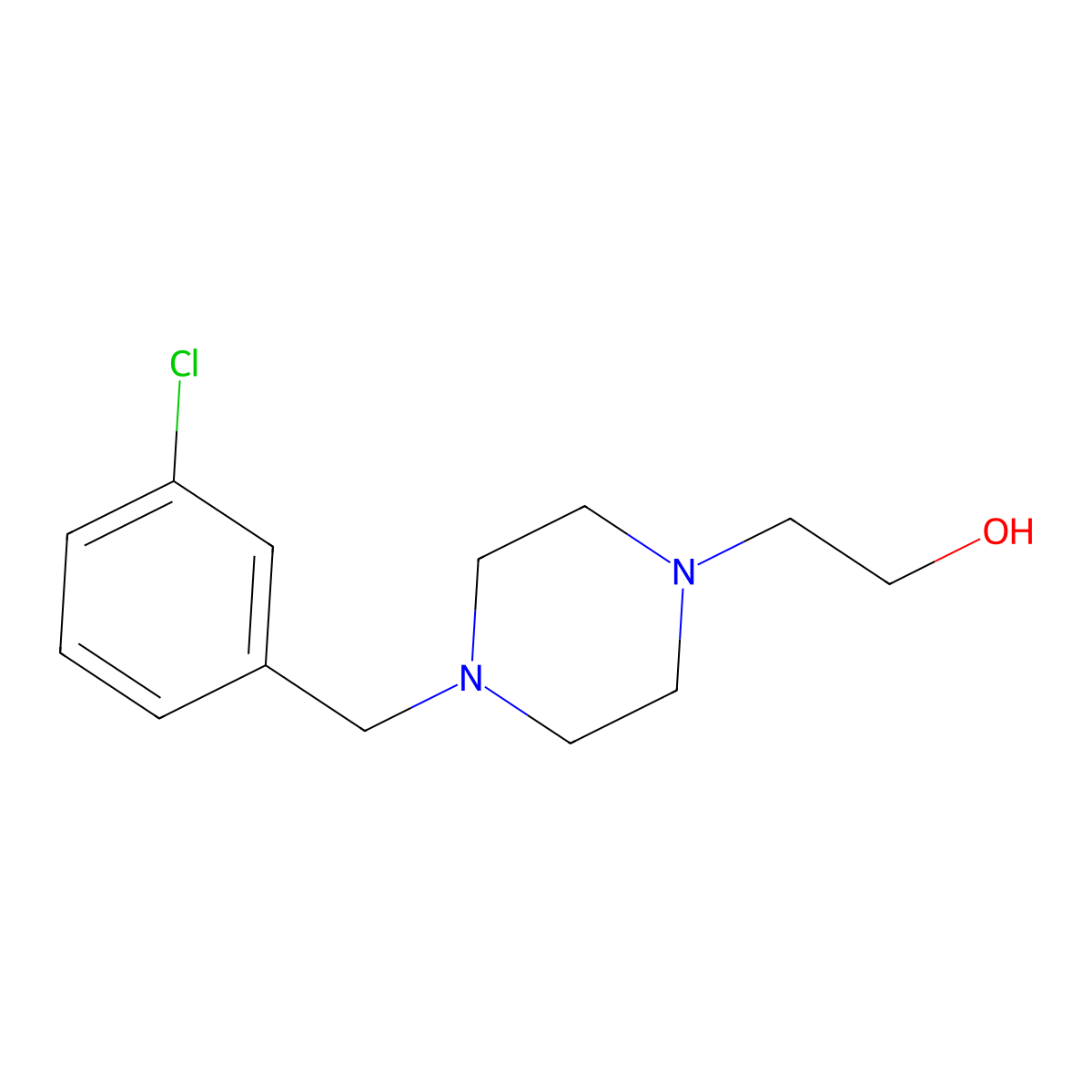 2-[4-[(3-Chlorophenyl)methyl]piperazin-1-yl]ethanol molecular structure, CAS 415714-09-9