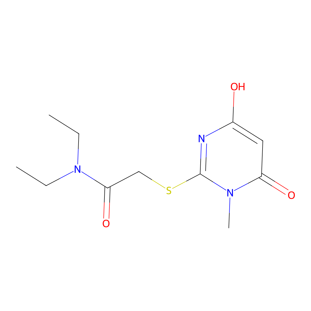 N,N-diethyl-2-[(4-hydroxy-1-methyl-6-oxo-1,6-dihydropyrimidin-2-yl)sulfanyl]acetamide molecular structure, CAS 415714-11-3