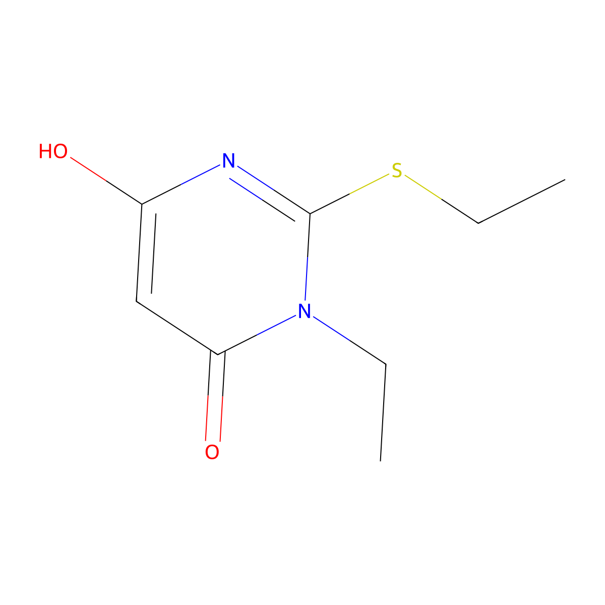 3-Ethyl-2-(ethylthio)-6-hydroxypyrimidin-4(3H)-one molecular structure, CAS 415714-24-8