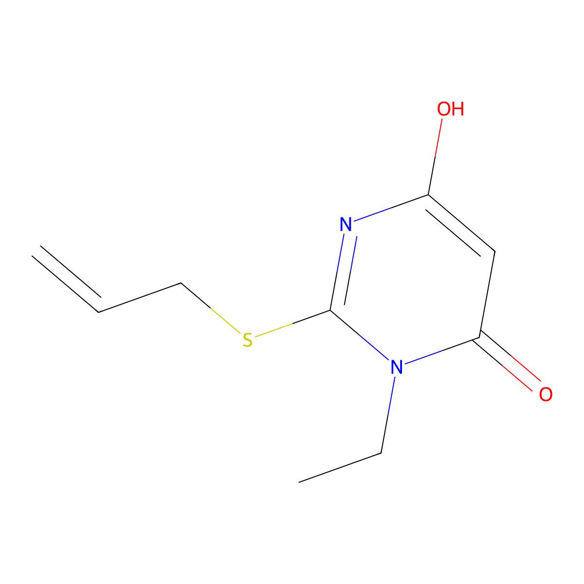2-(Allylthio)-3-ethyl-6-hydroxypyrimidin-4(3H)-one molecular structure, CAS 415714-54-4