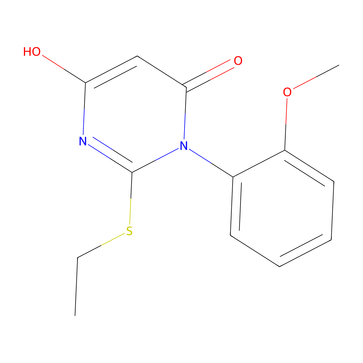 2-(ethylsulfanyl)-6-hydroxy-3-(2-methoxyphenyl)pyrimidin-4(3H)-one molecular structure, CAS 415714-69-1