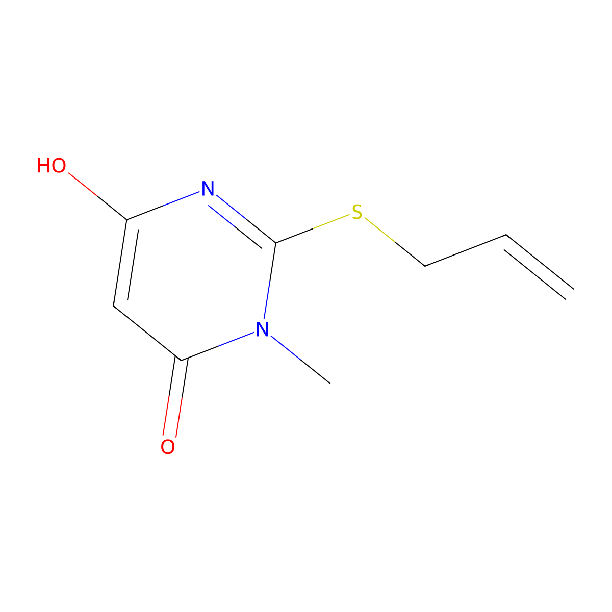 6-hydroxy-3-methyl-2-(prop-2-en-1-ylsulfanyl)pyrimidin-4(3H)-one molecular structure, CAS 415714-96-4