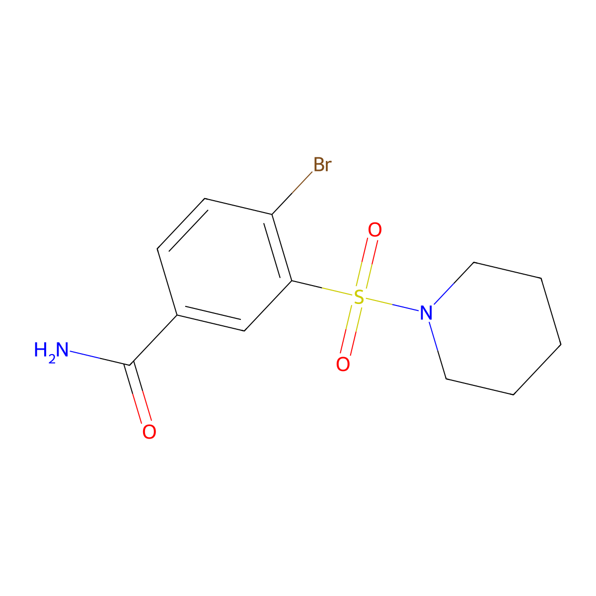4-Bromo-3-piperidin-1-ylsulfonylbenzamide molecular structure, CAS 415715-62-7