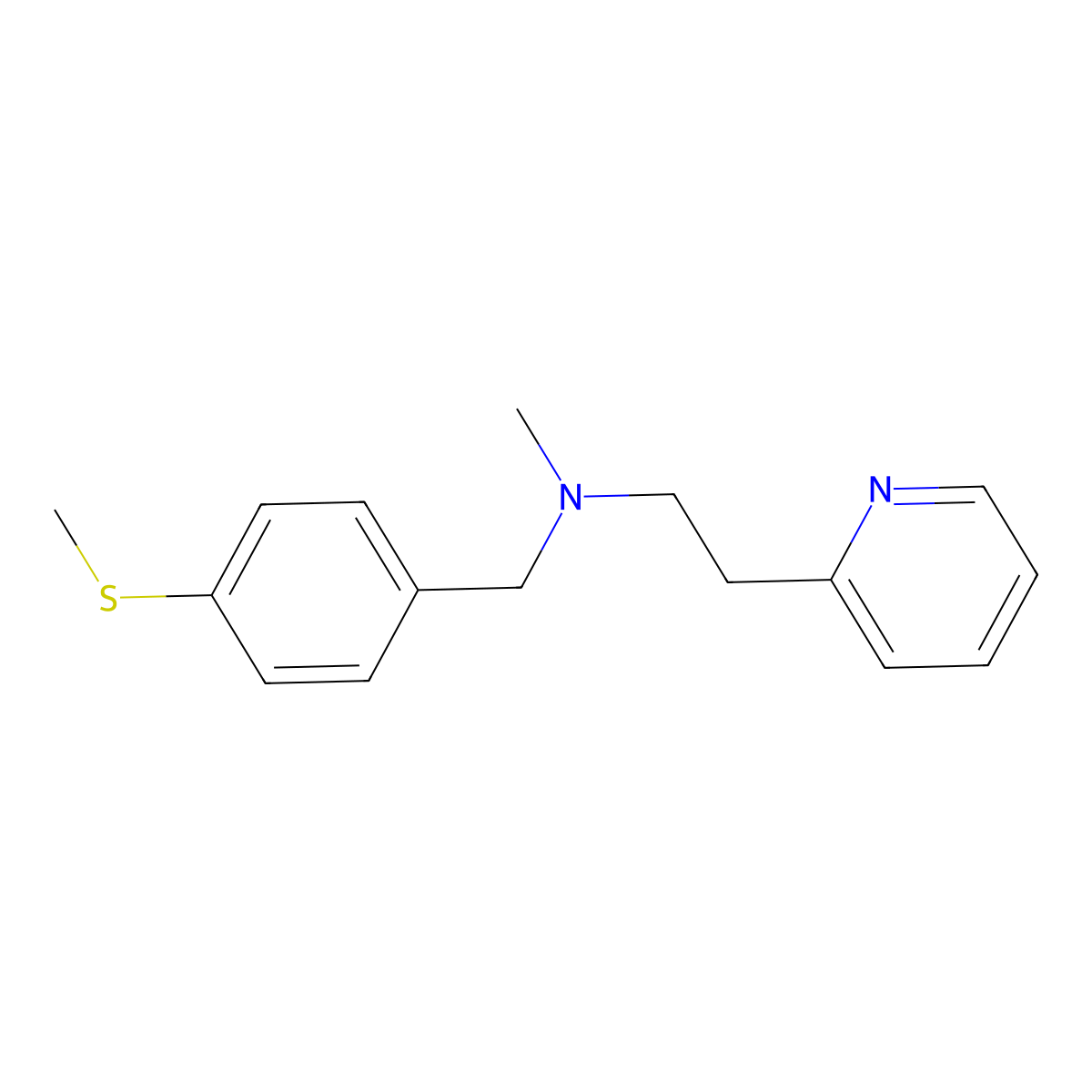 N-methyl-N-[(4-methylsulfanylphenyl)methyl]-2-pyridin-2-ylethanamine molecular structure, CAS 415715-95-6