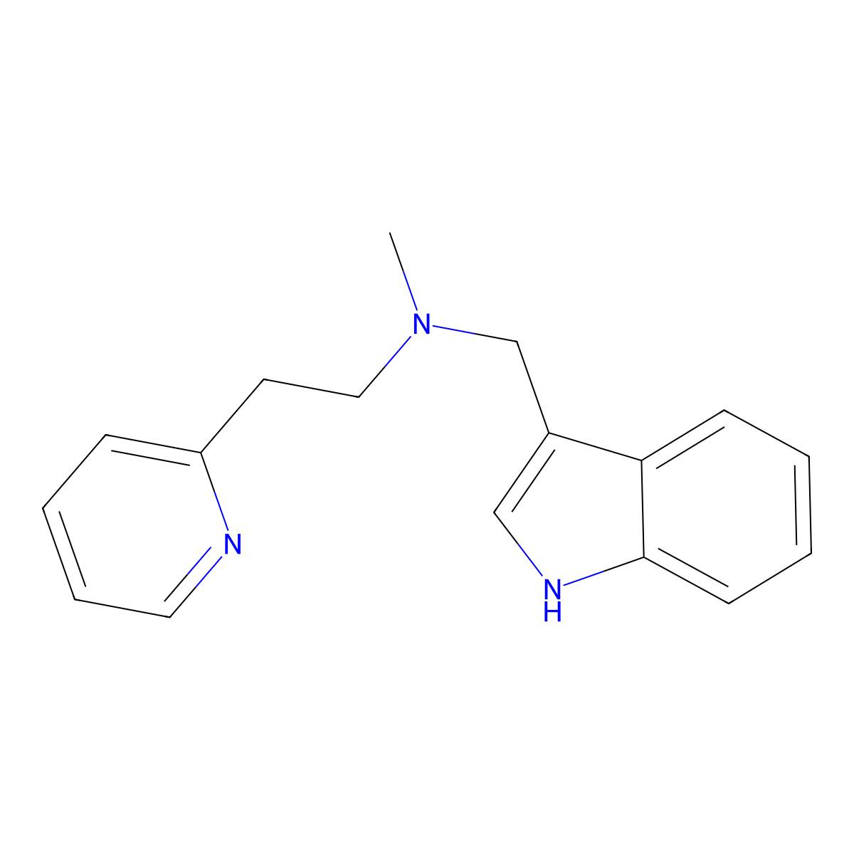 N-(1H-indol-3-ylmethyl)-N-methyl-2-(2-pyridinyl)ethanamine molecular structure, CAS 415716-45-9