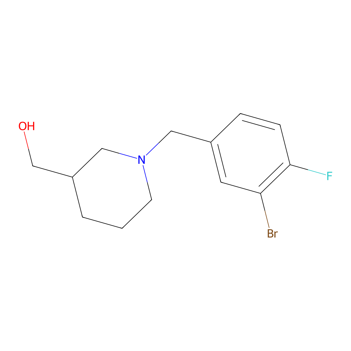 {1-[(3-Bromo-4-fluorophenyl)methyl]piperidin-3-yl}methanol molecular structure, CAS 415716-46-0