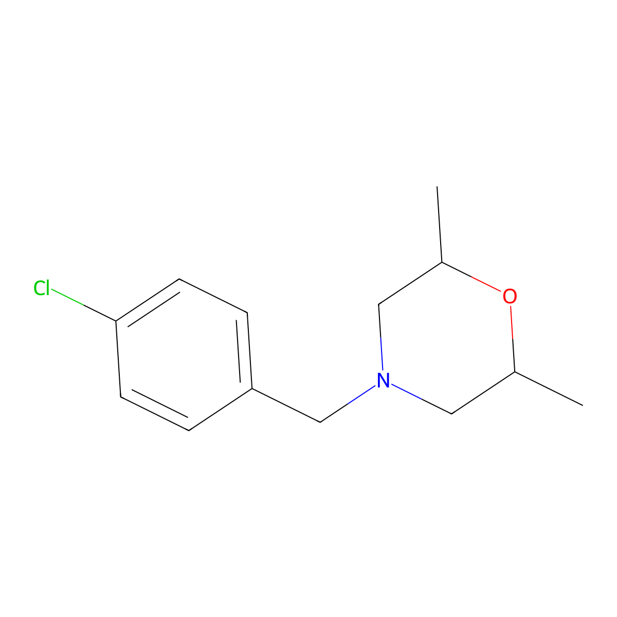 4-[(4-Chlorophenyl)methyl]-2,6-dimethylmorpholine molecular structure, CAS 415716-52-8