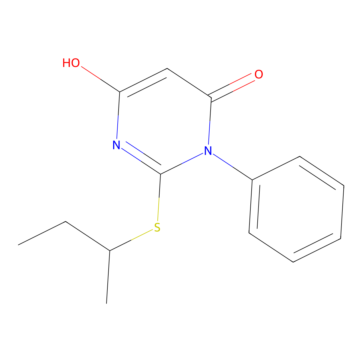 2-(butan-2-ylsulfanyl)-6-hydroxy-3-phenylpyrimidin-4(3H)-one molecular structure, CAS 415716-68-6