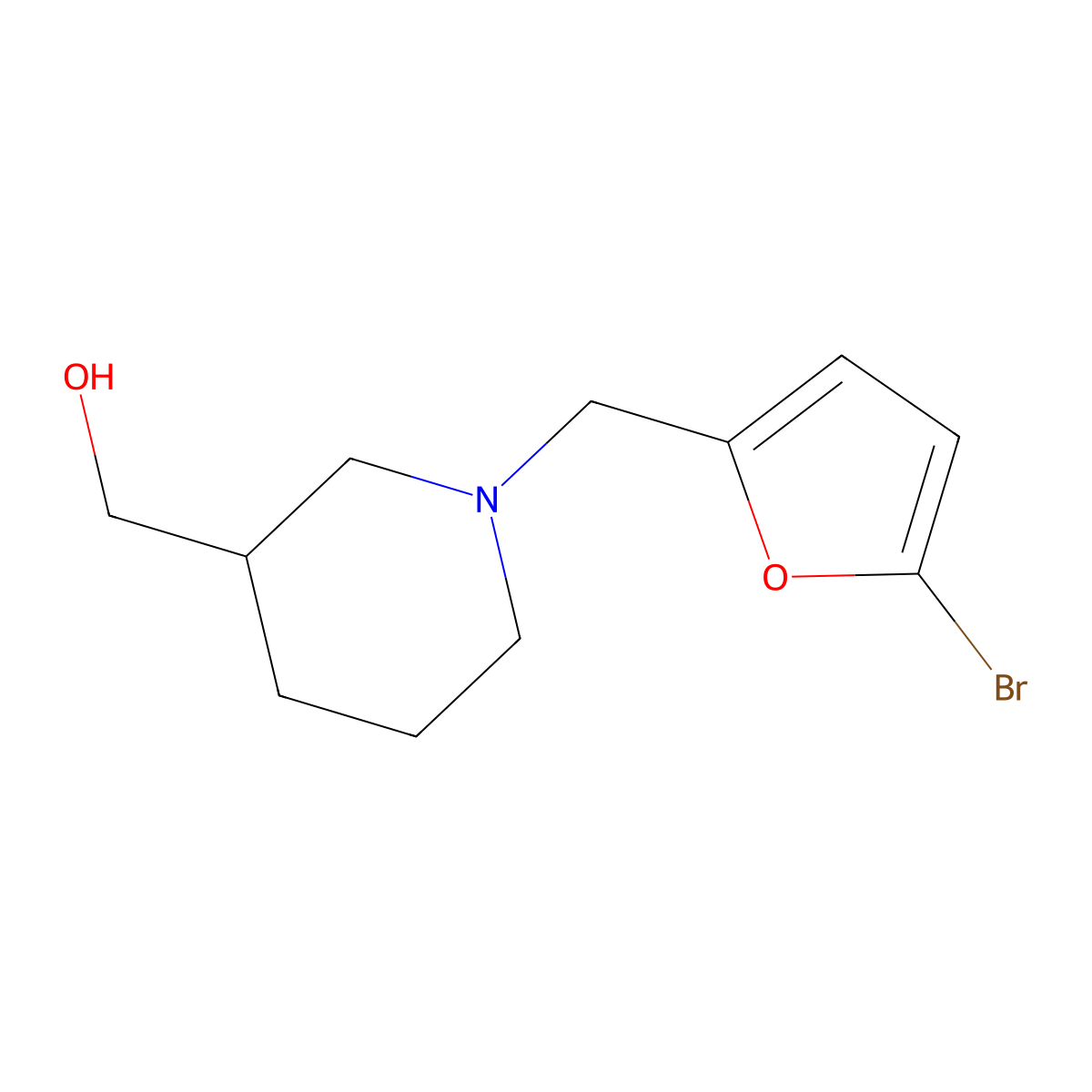 [1-[(5-Bromofuran-2-yl)methyl]piperidin-3-yl]methanol molecular structure, CAS 415719-61-8